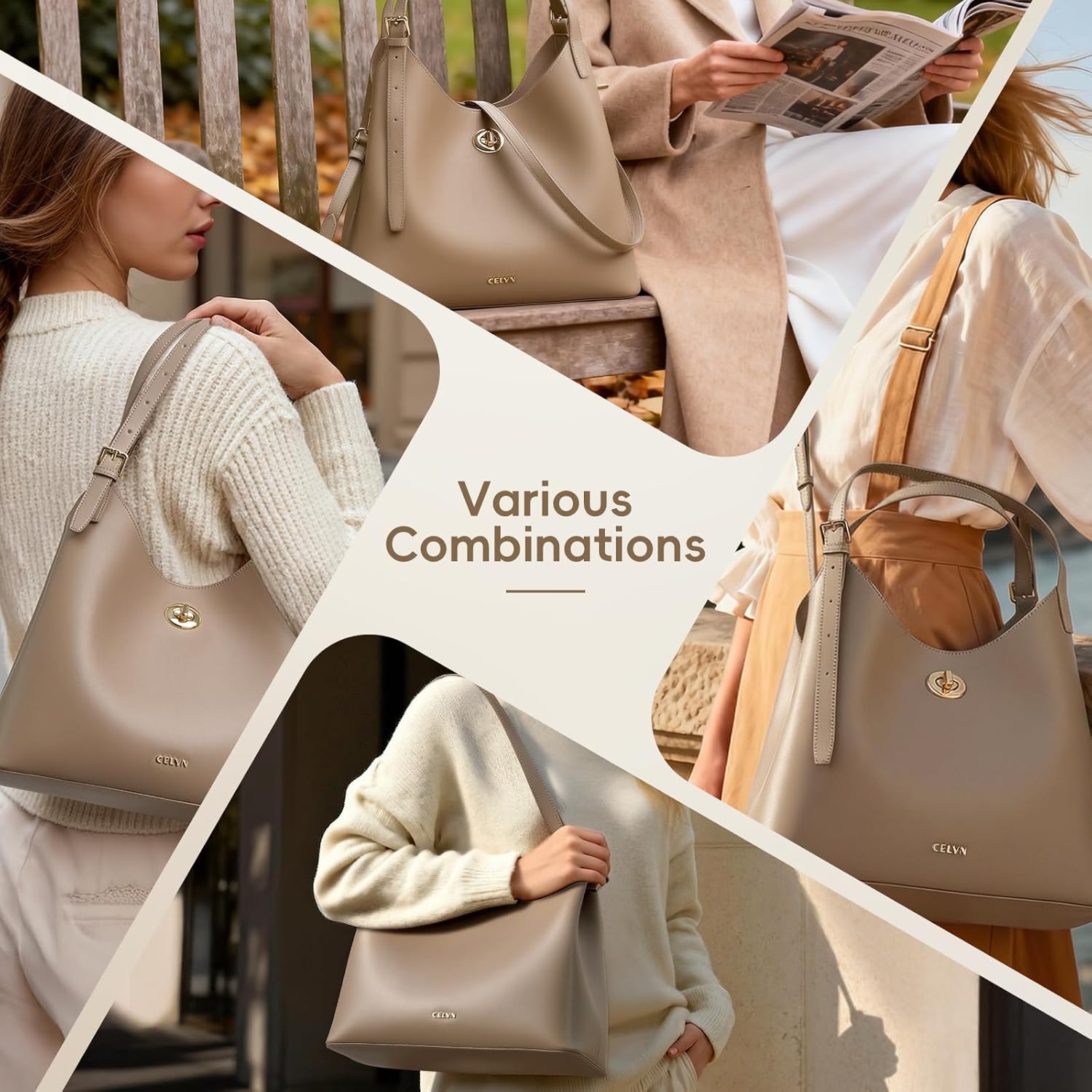 Genuine Leather Tote Bag for Women, Anti-Theft Large Capacity Shoulder Bag with Adjustable Straps, Lightweight Handbag - Image 7