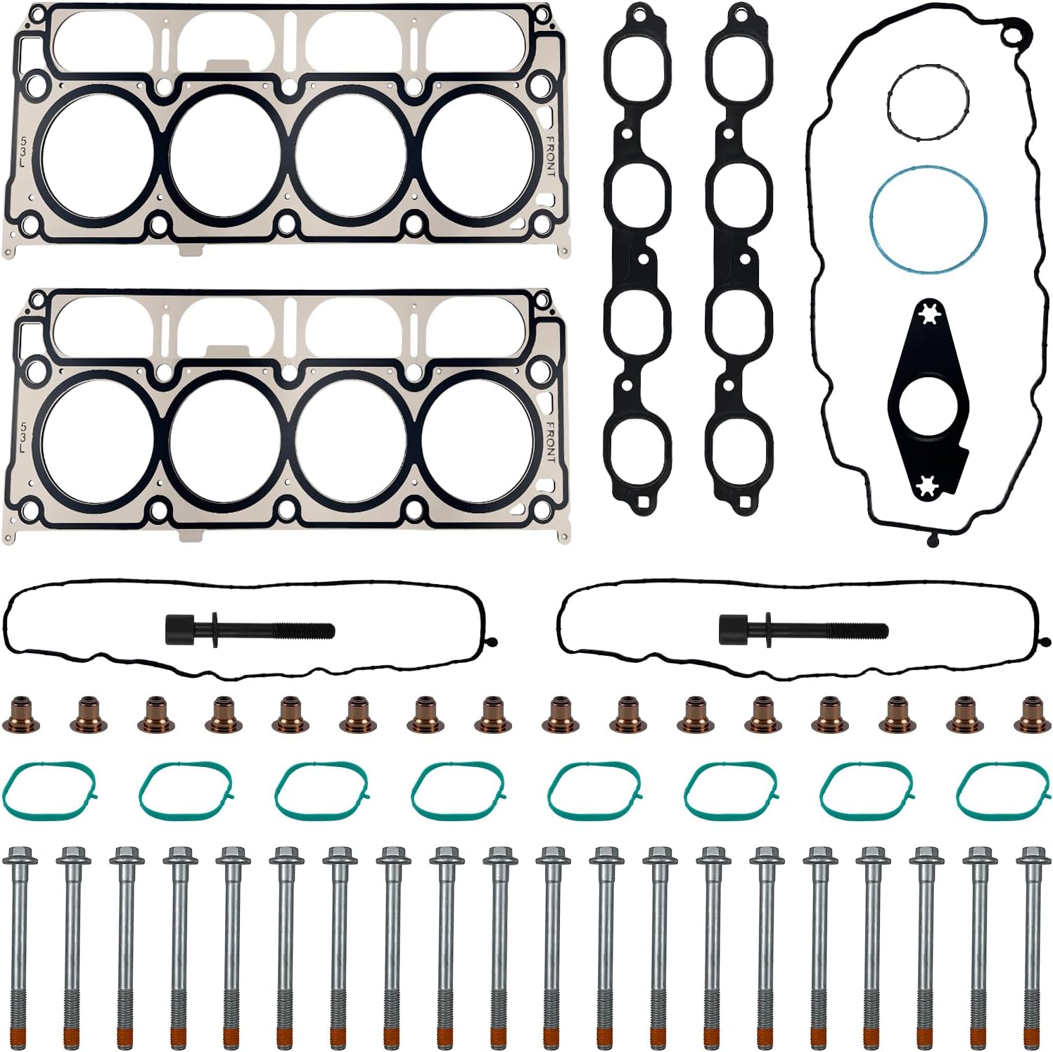 HGS4308 5-Layer Head Gasket Set with Head Bolts for Chevy Silverado 1500 Suburban Tahoe2014-2020, for GMC Sierra 1500 Yukon Yukon XL 2014-2020, Engine 5.3 V8 L83 VIN: C L8B VIN: R