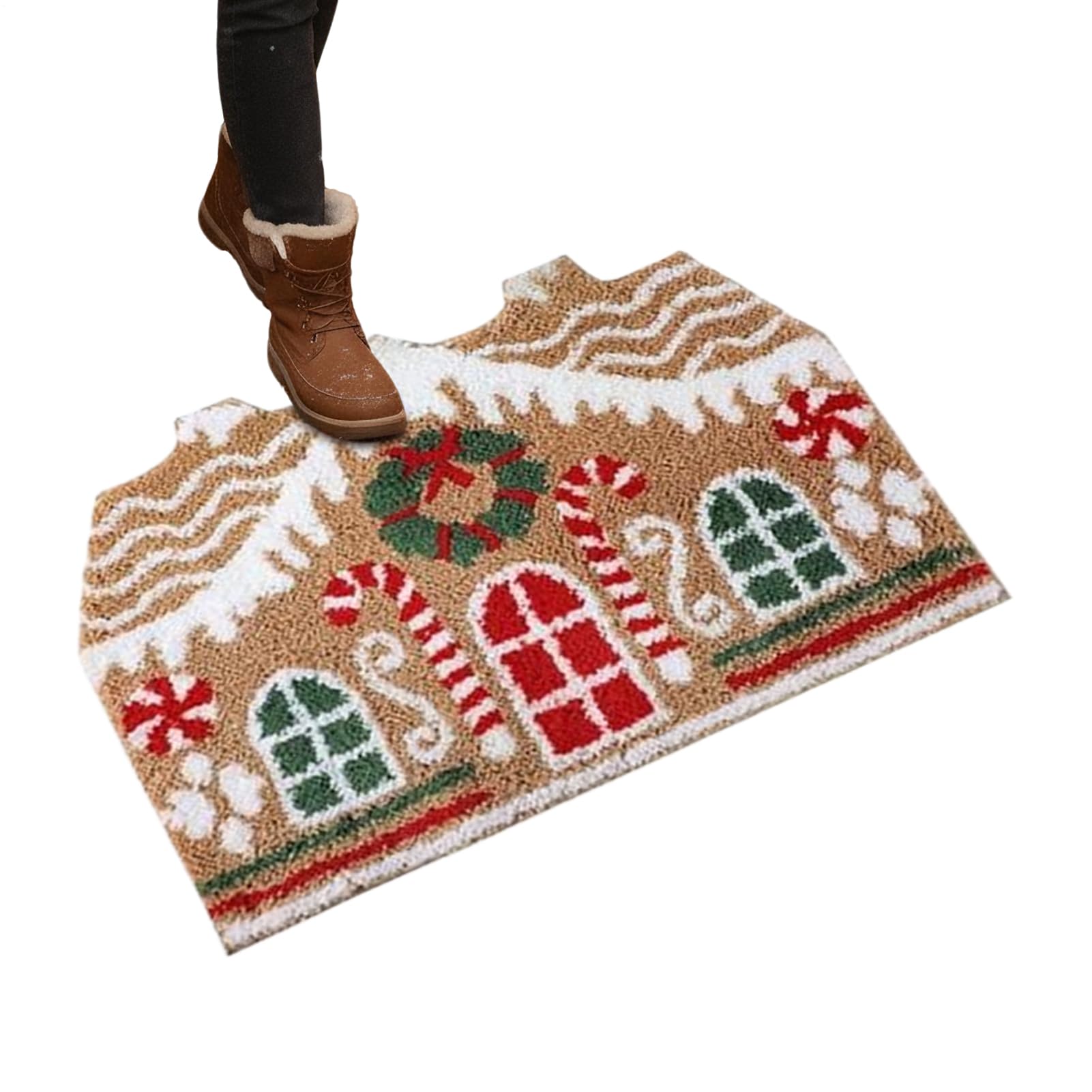 Paillasson de Noël en pain d'épices 81x51 cm tapis d'entrée antidérapant