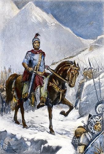 Hannibal (247-183 aC) Ncarthaginian General Hannibal y su ejército cruzando los Alpes en Italia 218 aC Grabado después de una pintura 1894 Por Jean