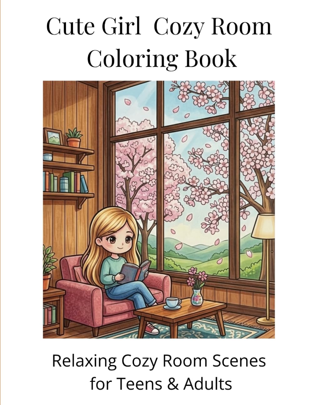 Cute Girl Cozy Room Coloring Book: Relaxing Cozy Room Scenes for Teens & Adults