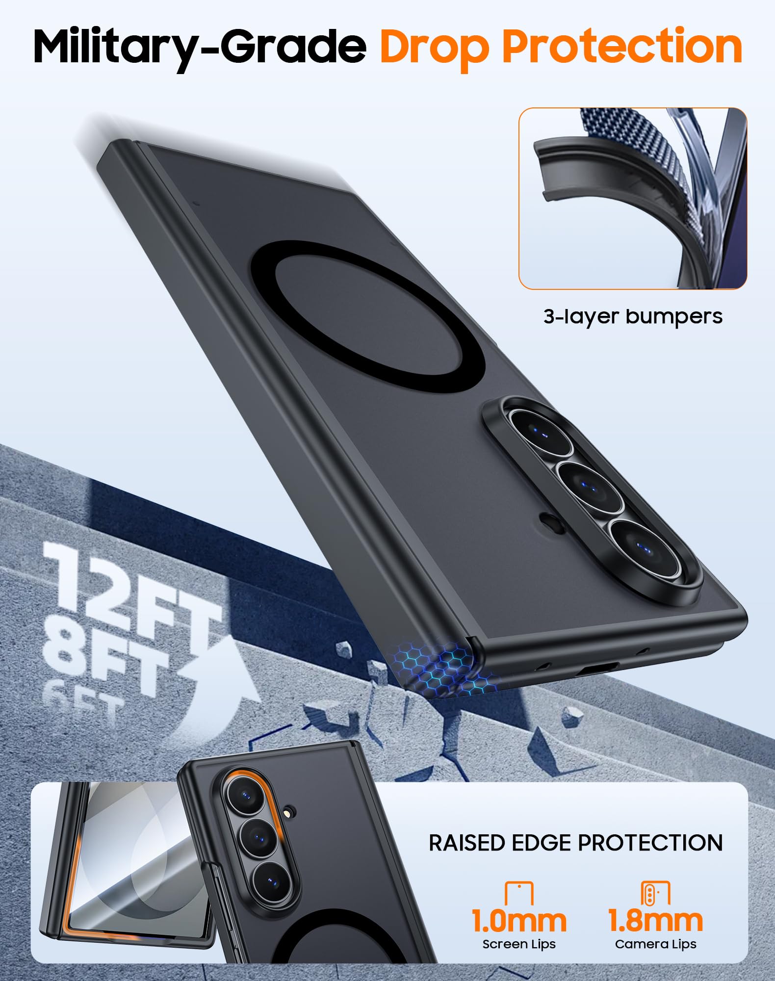 Vizvera Custodia trasparente per Samsung Galaxy Z-Fold-8 Ultra/Z Fold 7, con alimentazione magnetica, protezione per cerniera, sottile, pellicola protettiva antiurto, custodia per telefono per Z Fold