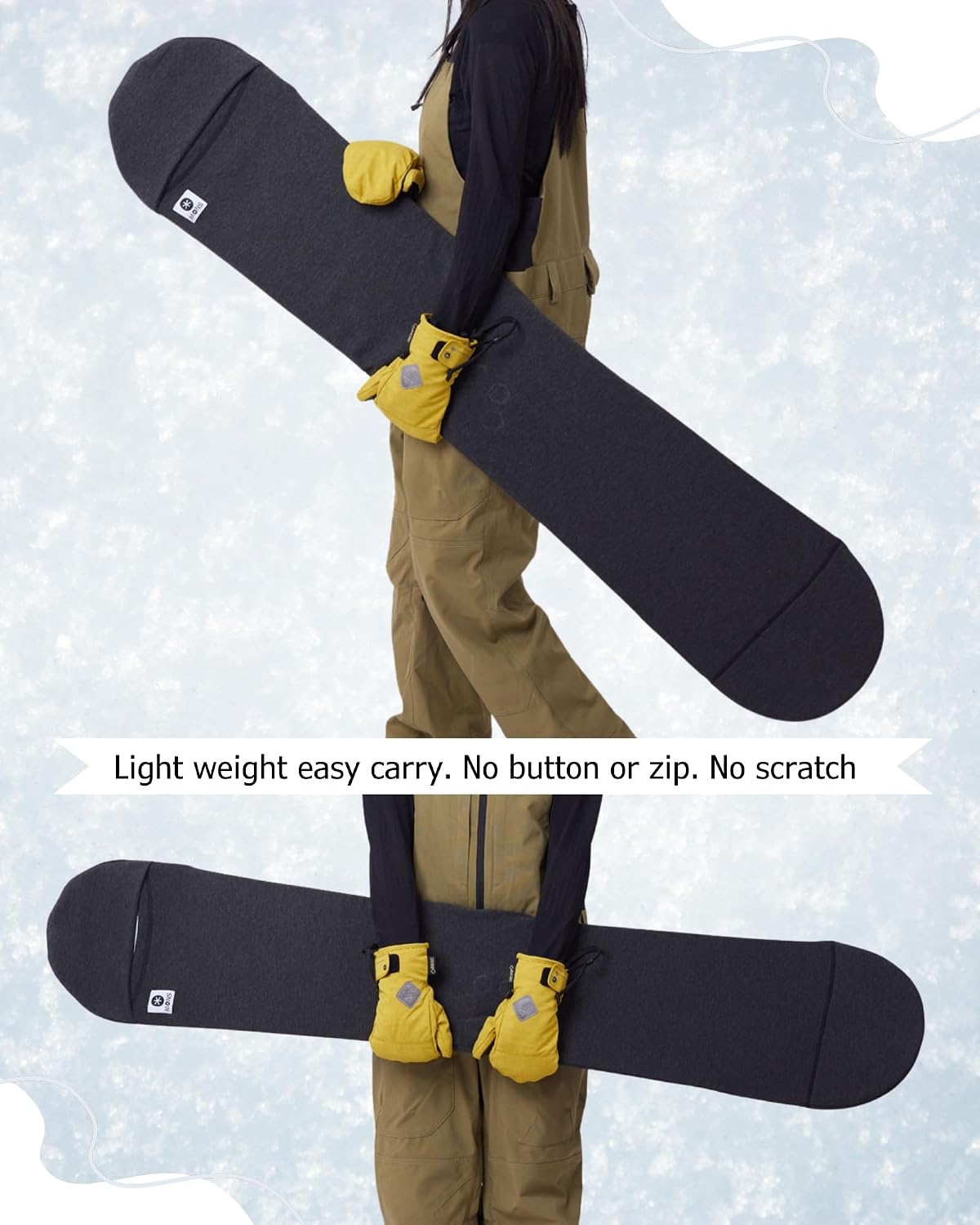 MONS Snowboard Sleeve Soft Cover Case, Fit in Bag Storage Transport Protection/ Whole Cover (S)