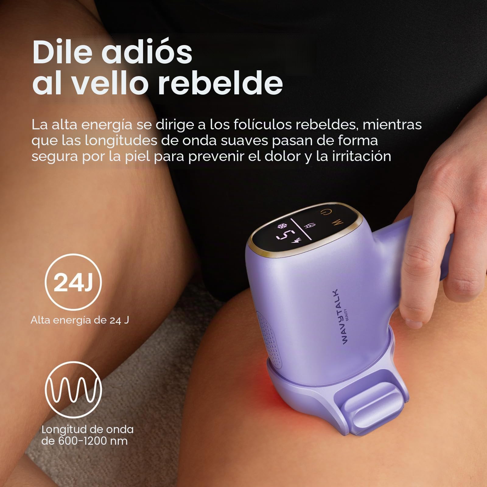 Dispositivo de depilación IPL Wavytalk, Desnúdalo con precisión con rodillo para cara, cuerpo, bikini – Resultado duradero y sin dolor, 24J de doble pulso y enfriamiento con hielo, uso en casa para