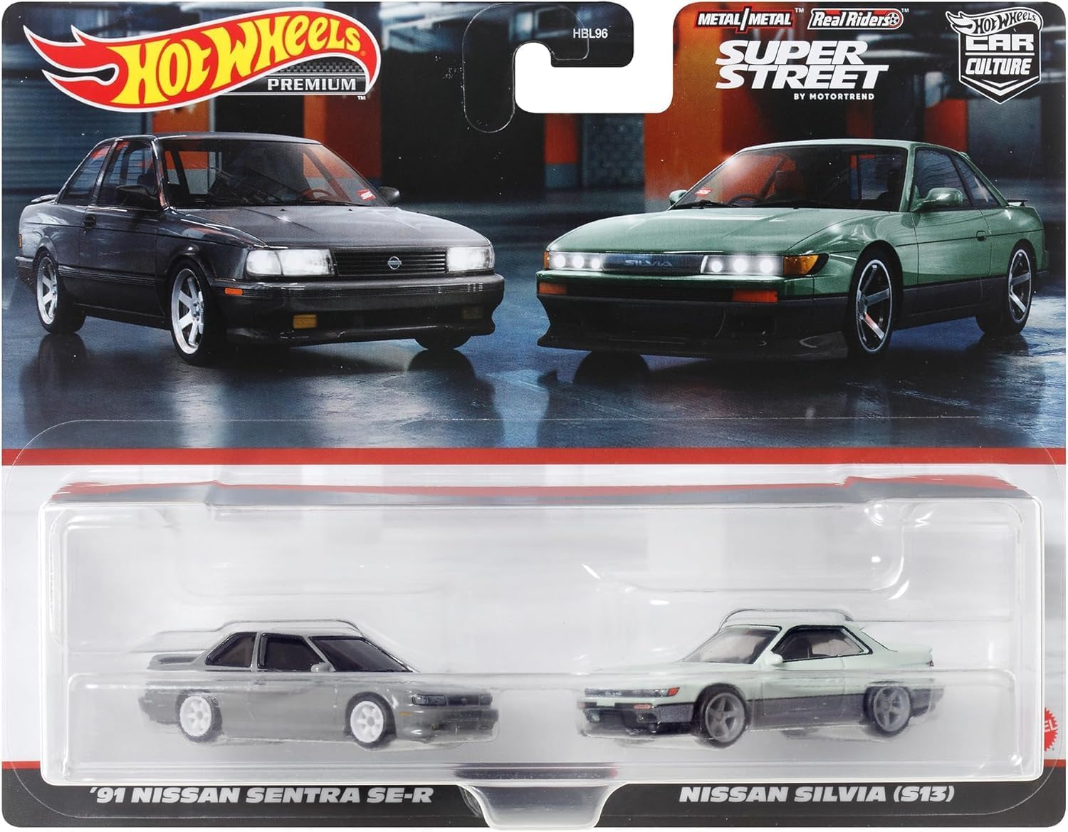 Hot Wheels HYF04 Premium 2-Pack '91 Nissan Sentra SE-R/Nissan Silvia (S13) [Mini Car] [3 Years Old and Up]