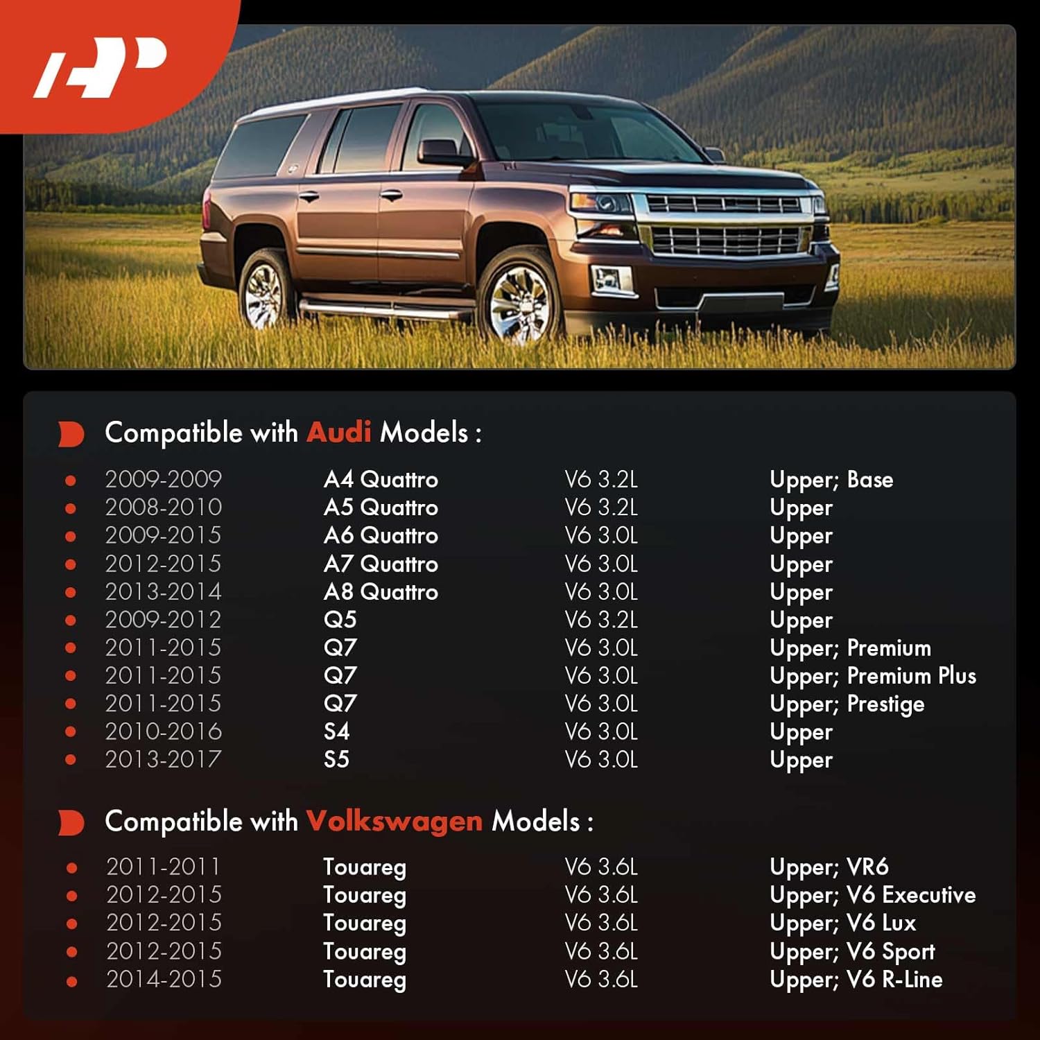 A-Premium Upper Engine Timing Cover Compatible with Audi A4 Quattro 2009, Q5 2009-2012, Q7 2011-2015, A5 Quattro 2008-2010, A7 Quattro 2012-2015, A8 Quattro, A6 Quattro, S4, S5 & Volkswagen Touareg