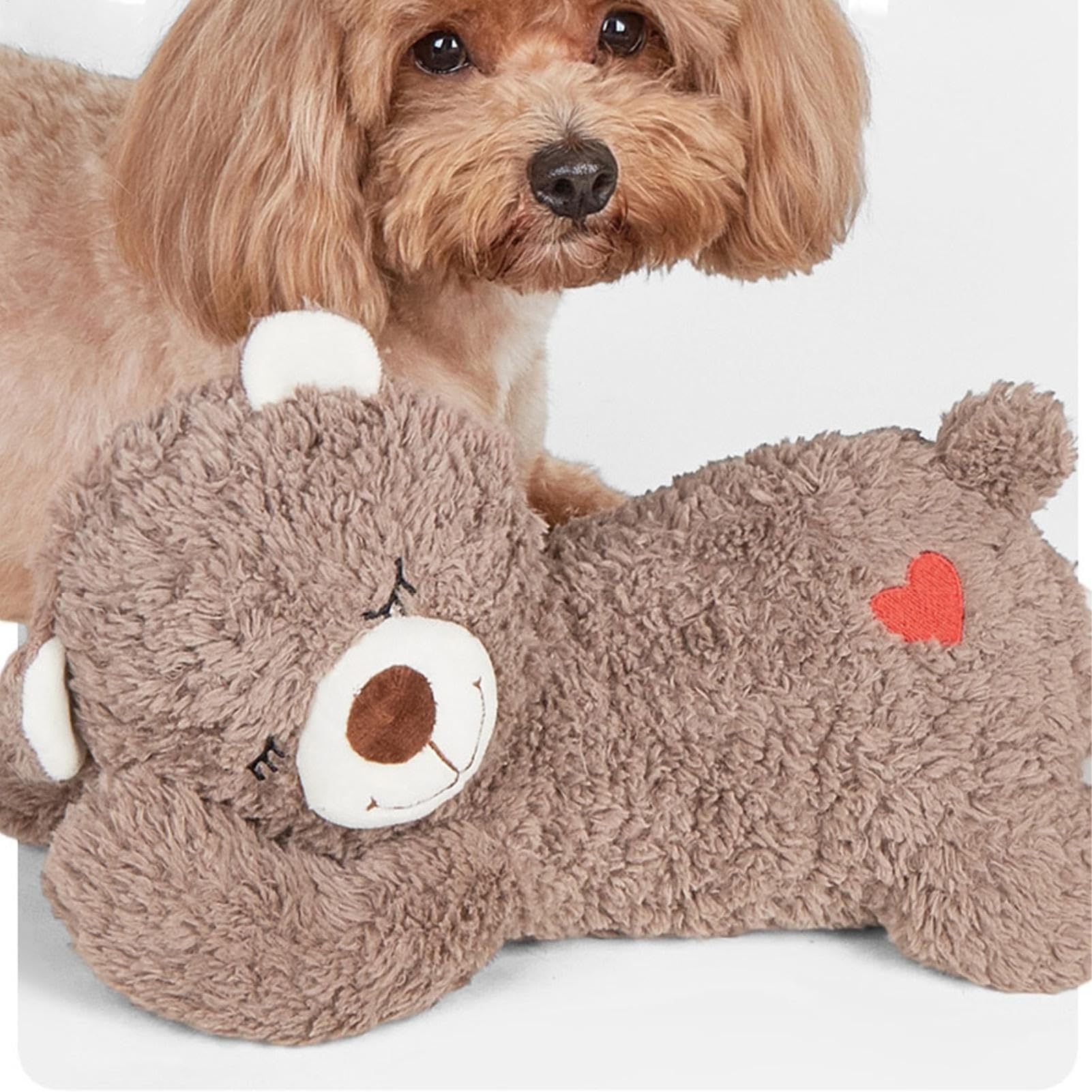 Giocattolo lenitivo per cani, giocattolo per cuccioli di battito cardiaco, sollievo per animali domestici e calmante, morbido peluche che dorme per animali domestici, peluche battito