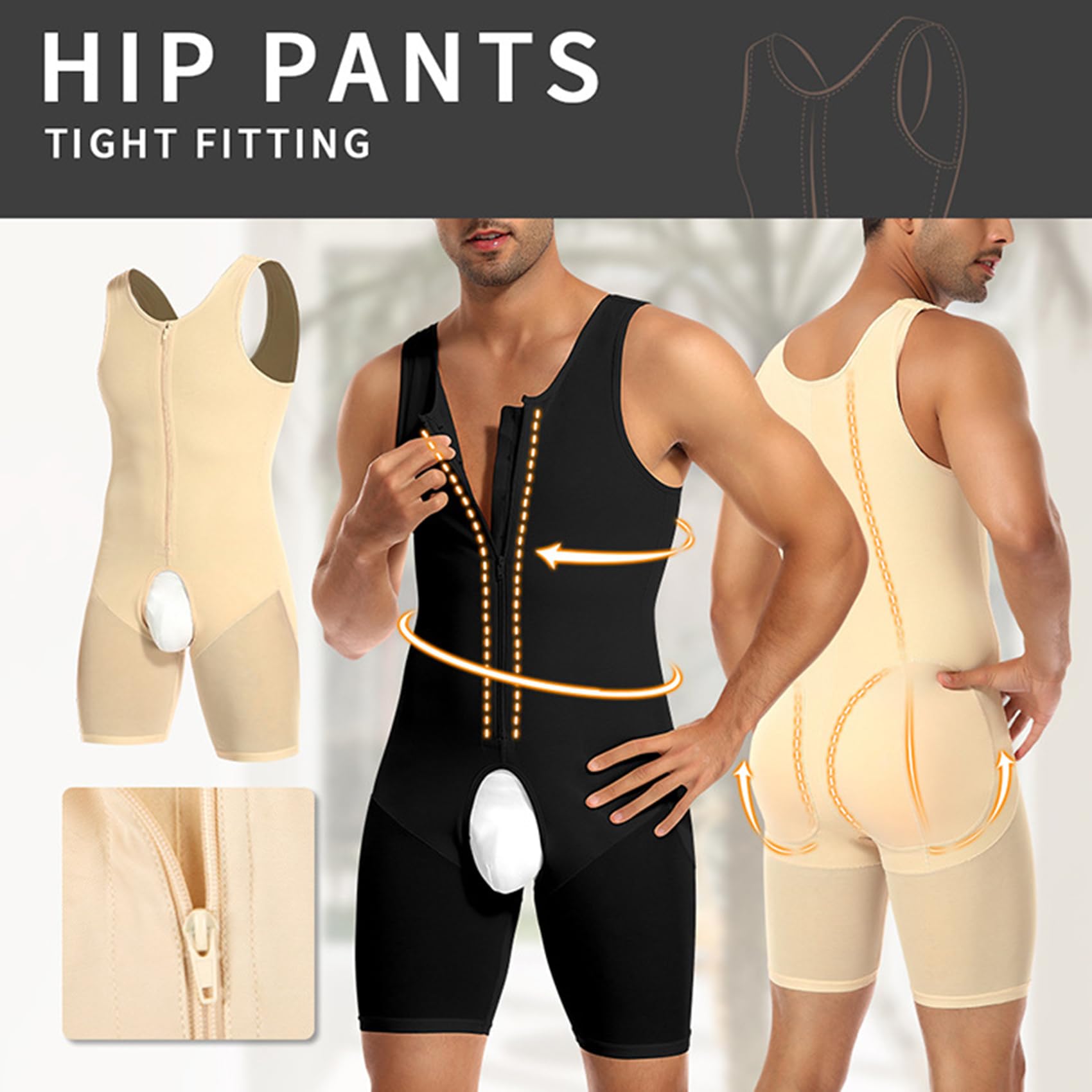 Pantalones Cortos moldeadores de Cuerpo para Hombres 4XL-6XL, Body Adelgazante Fajas Pantalones levantadores de Cadera Todo en uno Control de Barriga Faja de contracción Abdominal
