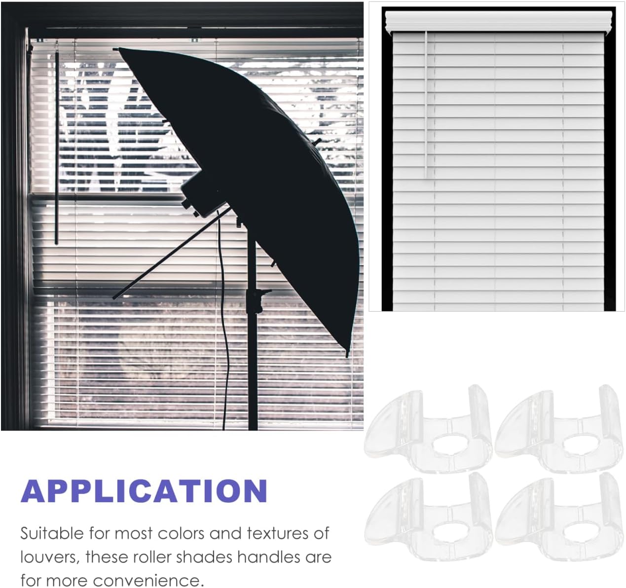 Cordless Shade Handles Transparent Roller Window Shade Pulls Compatible with Most Roller Blinds and Cellular Shades Easy Installation Blind Accessories 2.24X1.49 Inch 2 Sets