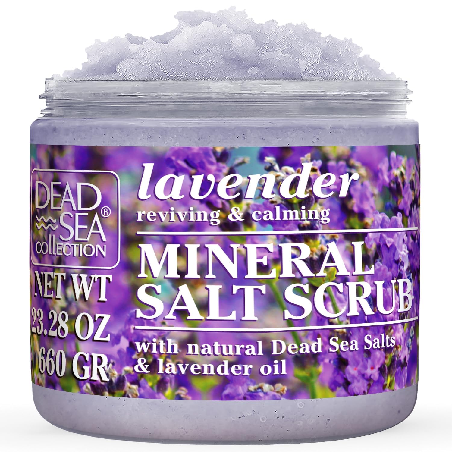 Lavender Salt Body Scrub - Large 23.28 OZ - with Pure Oils and Dead Sea Minerals