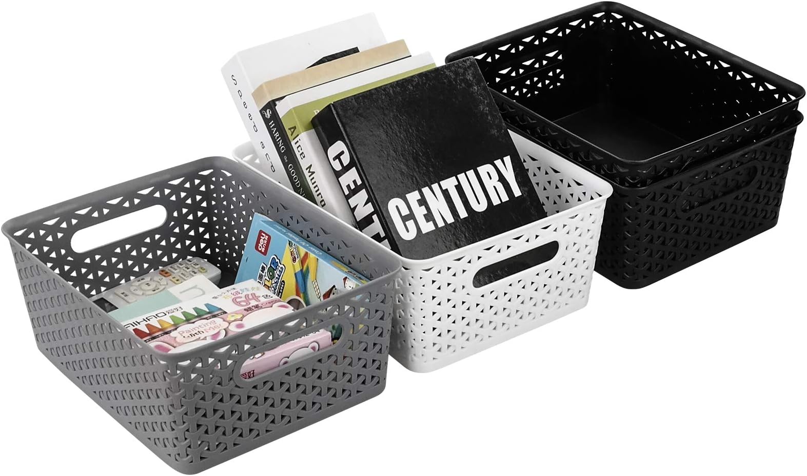 Uumitty 4 Packs Plastic Storage Baskets, Medium Kitchen Organizer Basket Set