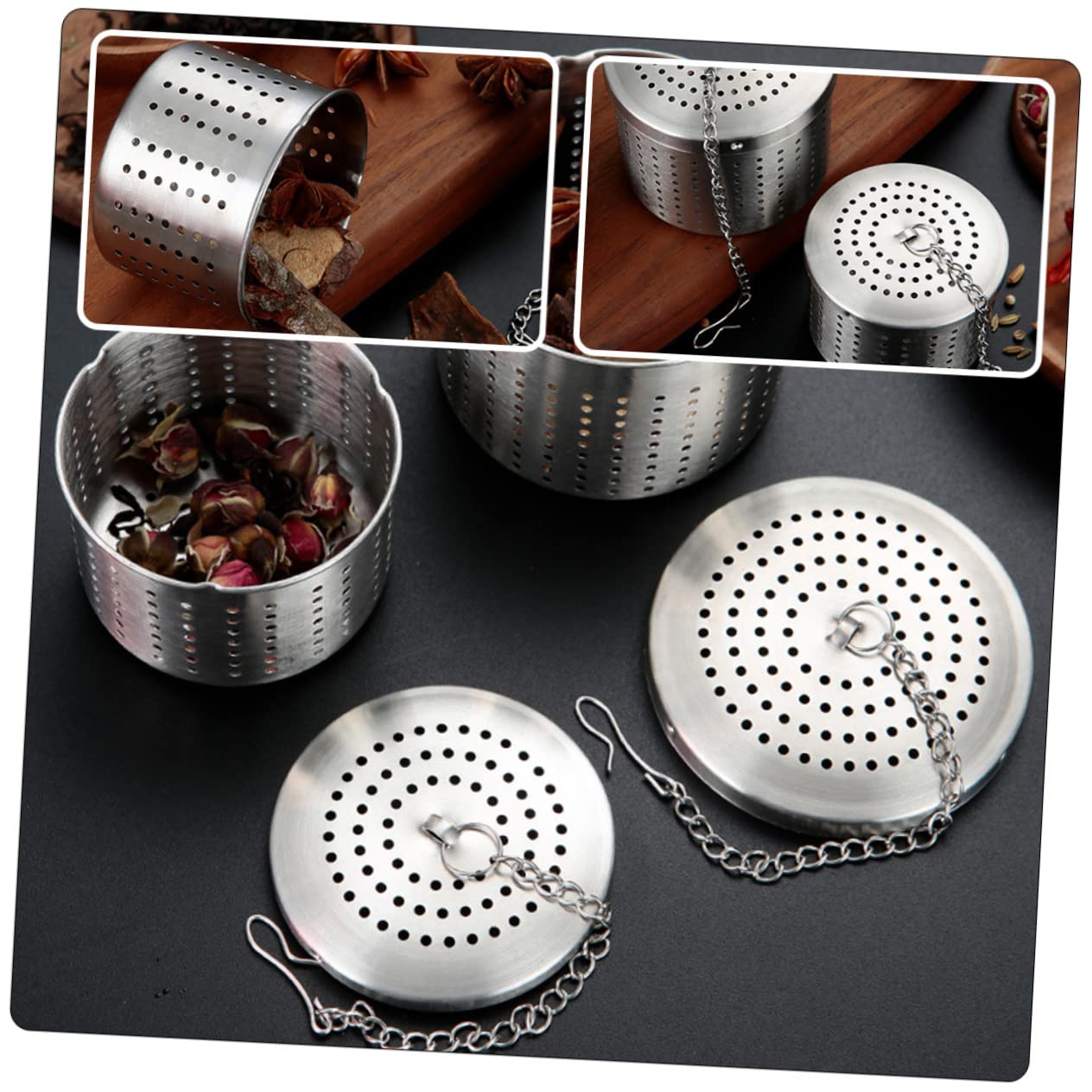 Cabilock 3 Juegos 3 Juegos De Colador De Té De Acero Inoxidable Filtro Colgante Para Té Verde Infusor De Té Dispensador De Taza De Café De Acero Colador Para Té Tazas De Té 2 piezas * 3