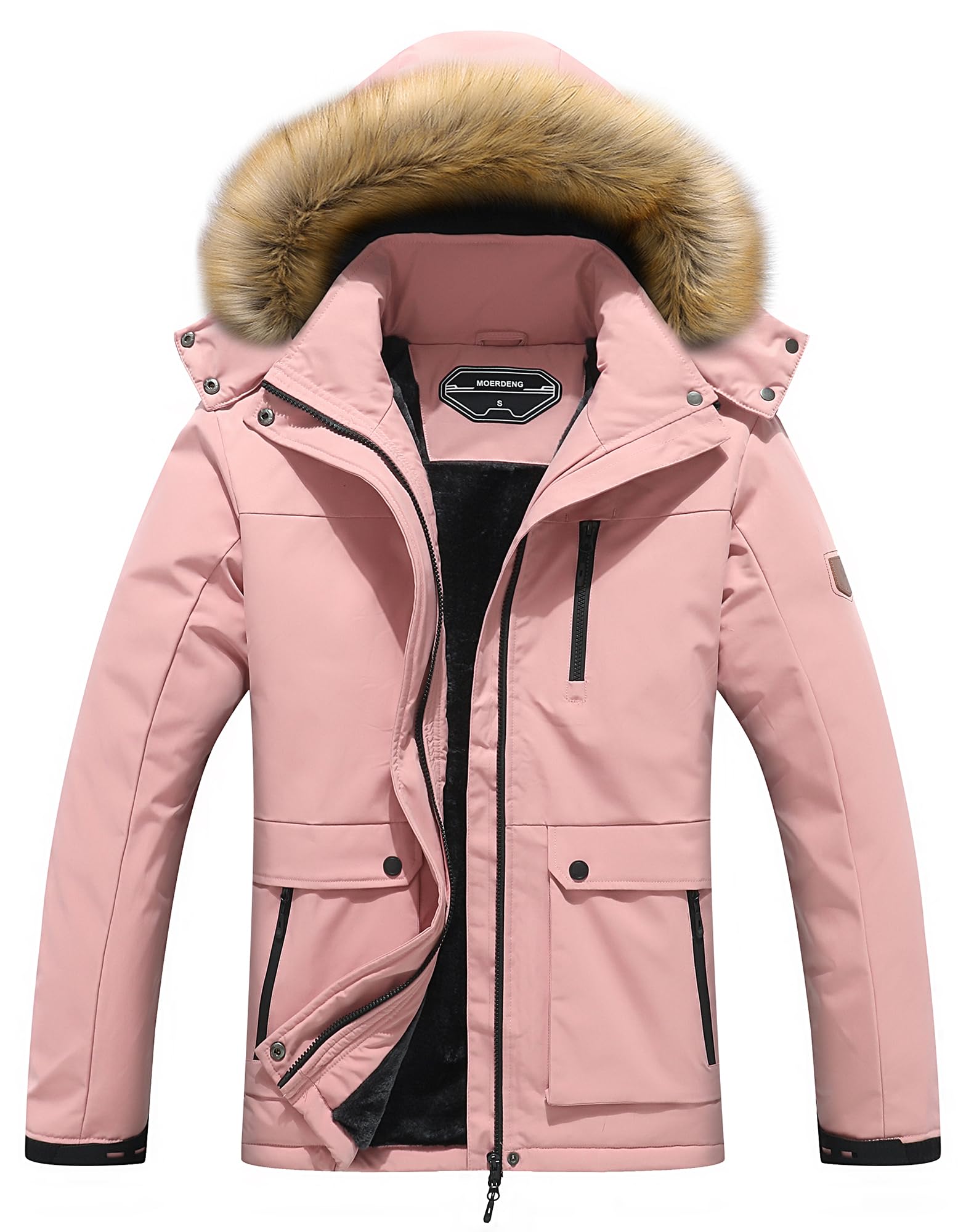 MOERDENG Women's Waterproof Ski Jacket Winter Warm Hooded Snow Coat
