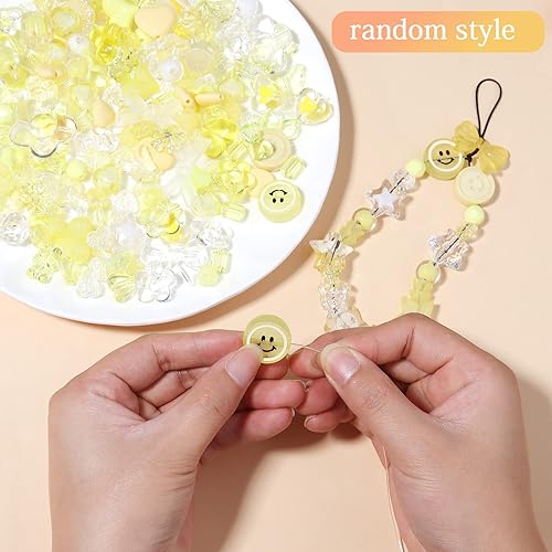 Miniatura 9 de Forise 120 cuentas de acrílico verde surtidas mezcla de estilo aleatorio caramelo color pastel cuentas de flores de plástico para hacer joyas DIY,