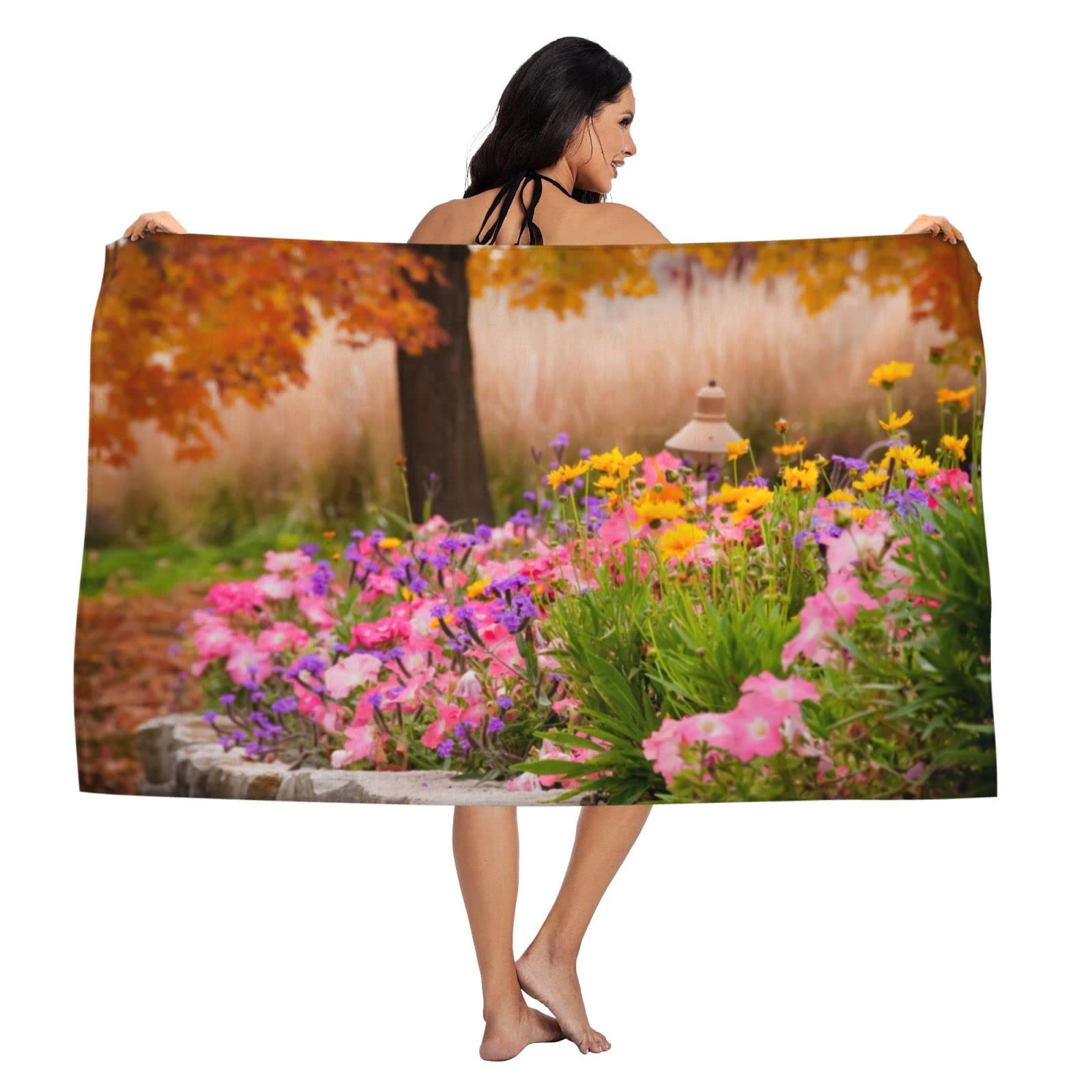 Specialty Gardens Print Bathroom Towel,Soft Bath Towel Absorbent Hand Towels Multipurpose For Bathroom Hotel Gym And Spa 51"X31.5"