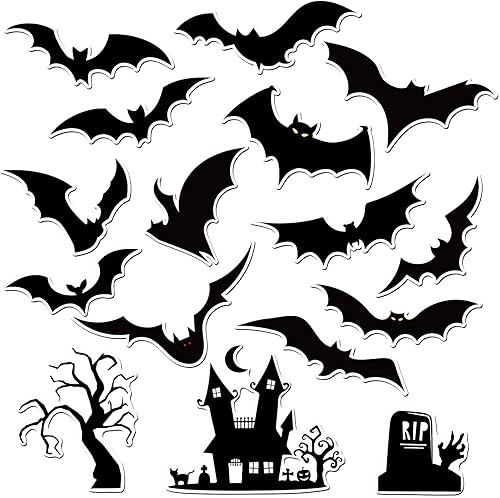 Whaline 16 imanes de Halloween para refrigerador, diseño de murciélago negro, calcomanías decorativas para armario, casillero, garaje, puerta,