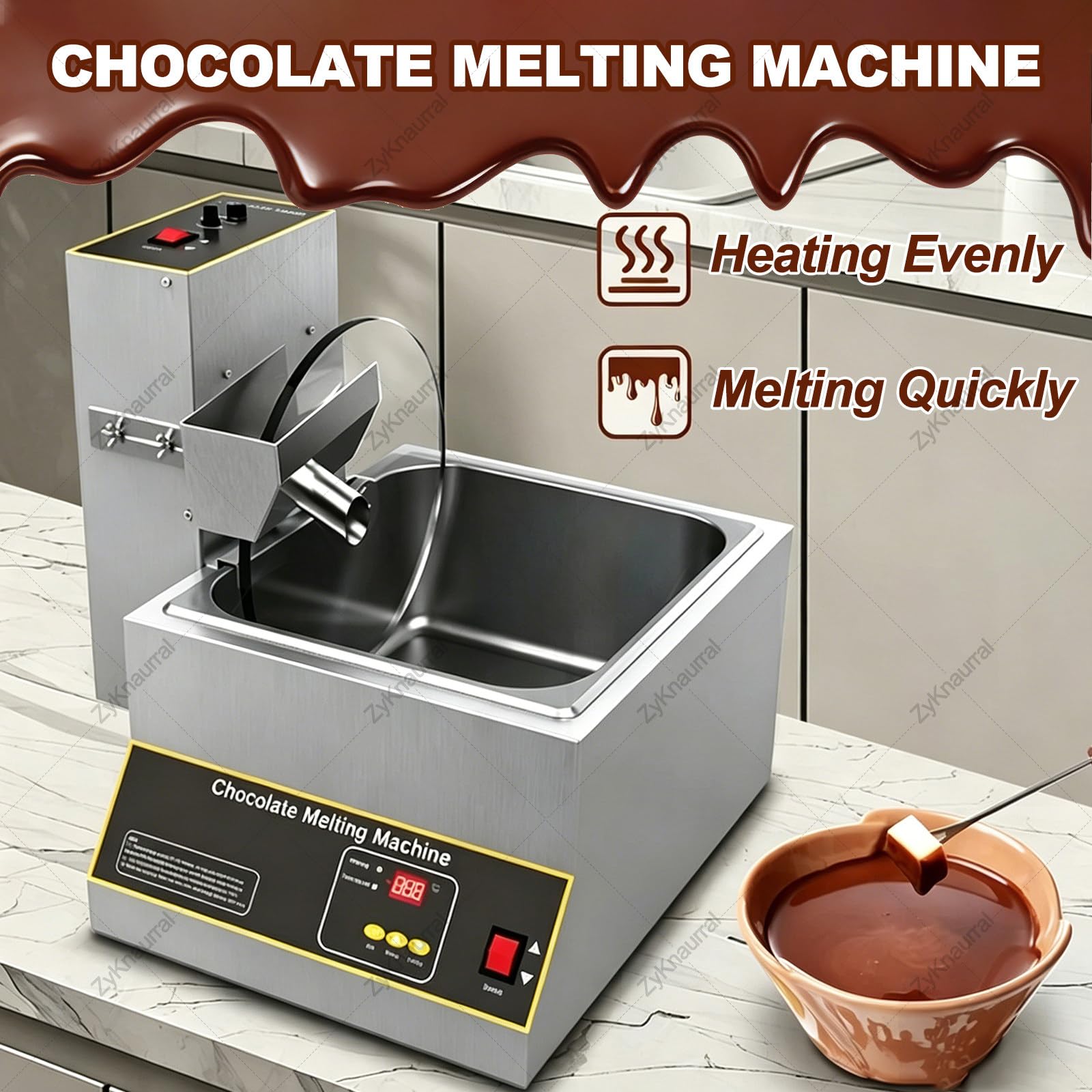 Pentola per fondere cioccolata calda da 1000 W con rotella di miscelazione, per immergere torte pop, fragole ricoperte di cioccolato, fonduta, ideale per dessert