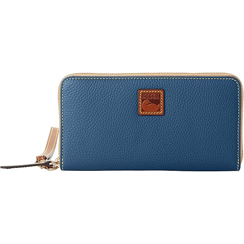 Dooney & Bourke Wallets for Women, Pebble Grain Leather Large Zip Around Wristlet with Removable Strap