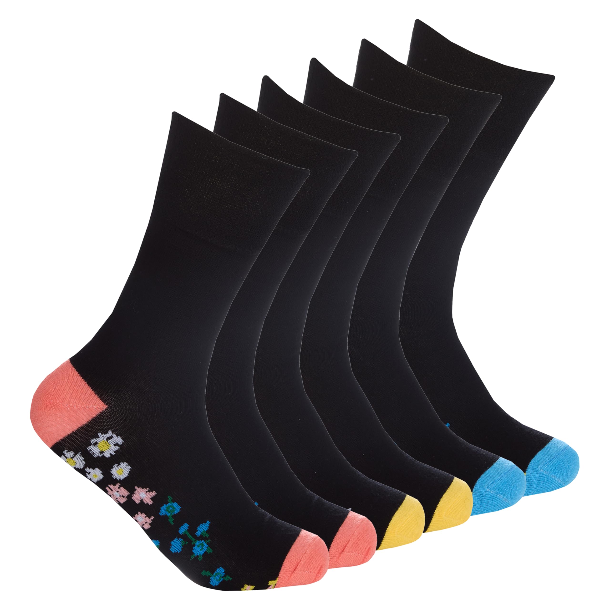 Metzuyan Ladies Womens Diabetic Non Elastic Bamboo Socks Loose Top Coral Yellow Blue 4-8
