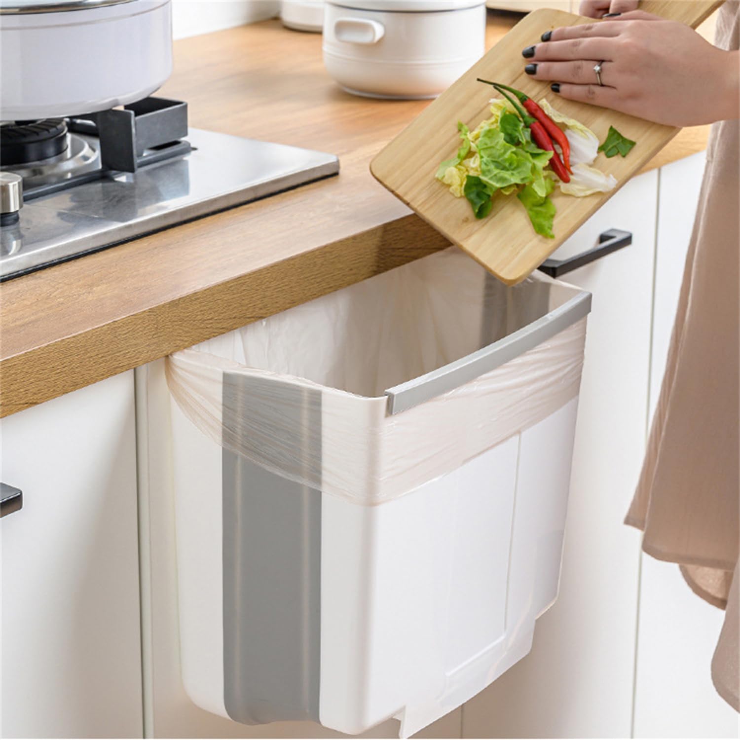 HYTTER Hanging Kitchen Trash Can - 3.5 Gallon Capacity, Space-saving Design, Easy Installation, Efficient Waste Management