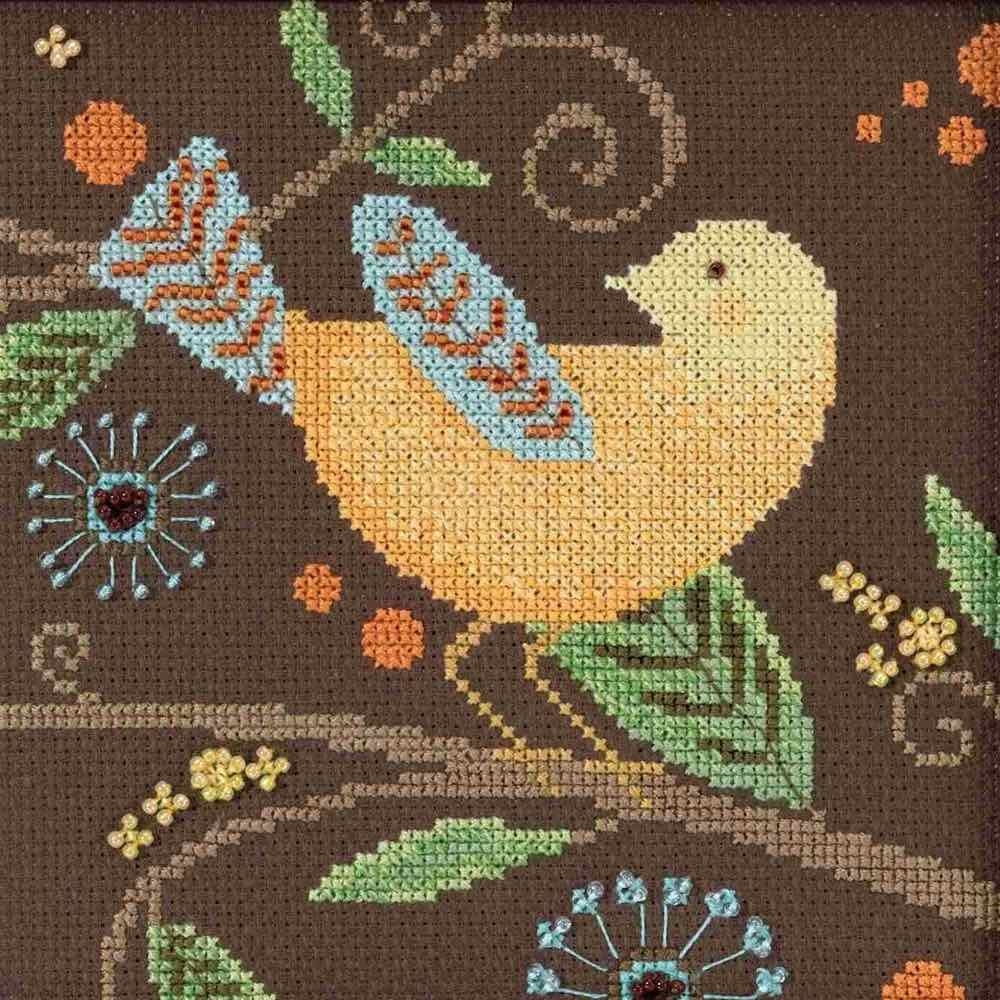 Mill HillYellow Bird Beaded Counted Cross Stitch Kit 2018 Debbie Mumm Out On A Limb Collection DM301812