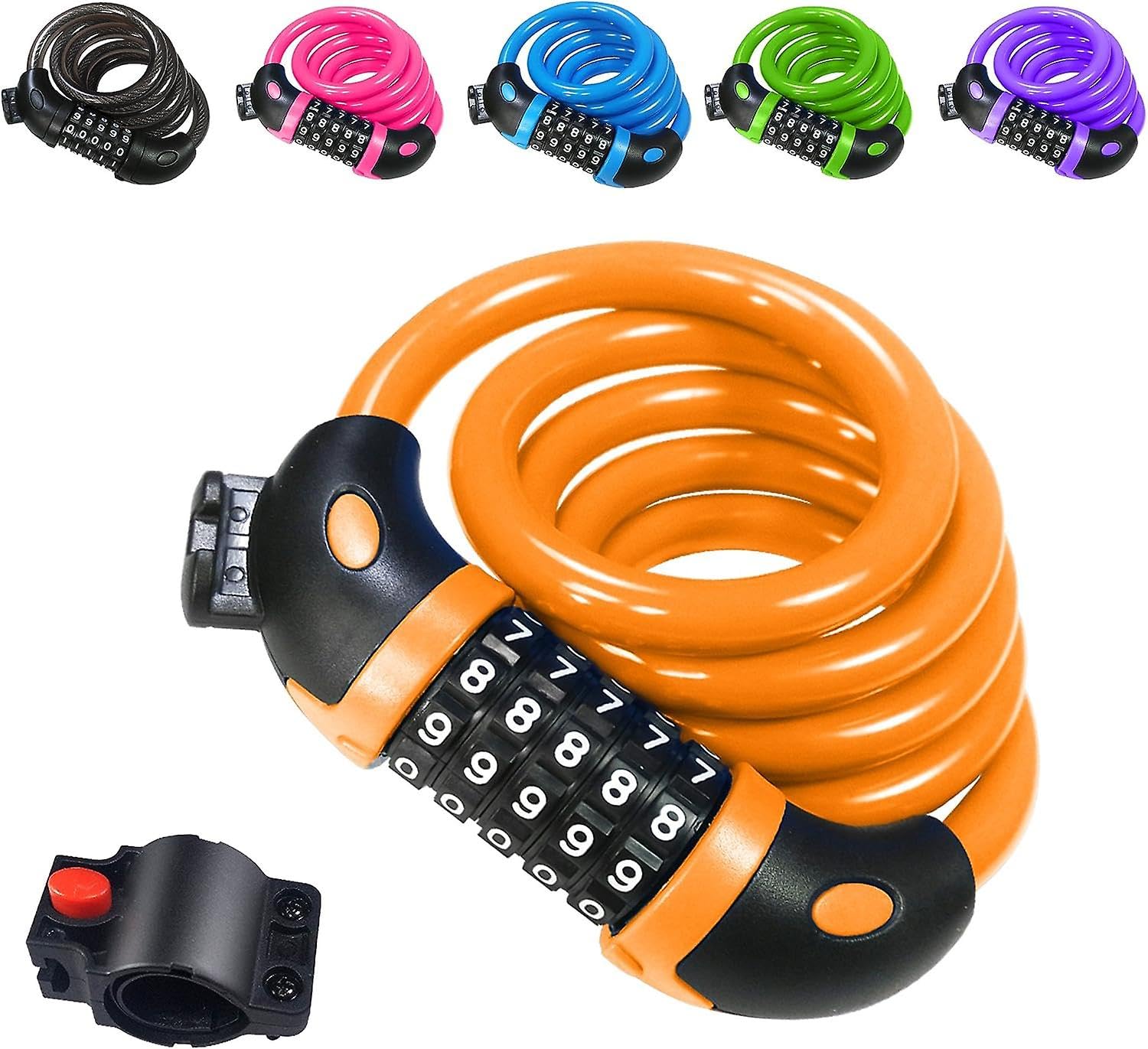 Joyhappst Image Color Dww-Antivol Velo(Jaune),Cadenas De Velos Long 120Cm X 12Mm,Cble Antivol Pour Vlo Scooter Motos Portail Vlo Avec 5 Chiffres Intelligente Code Et Vlo Po