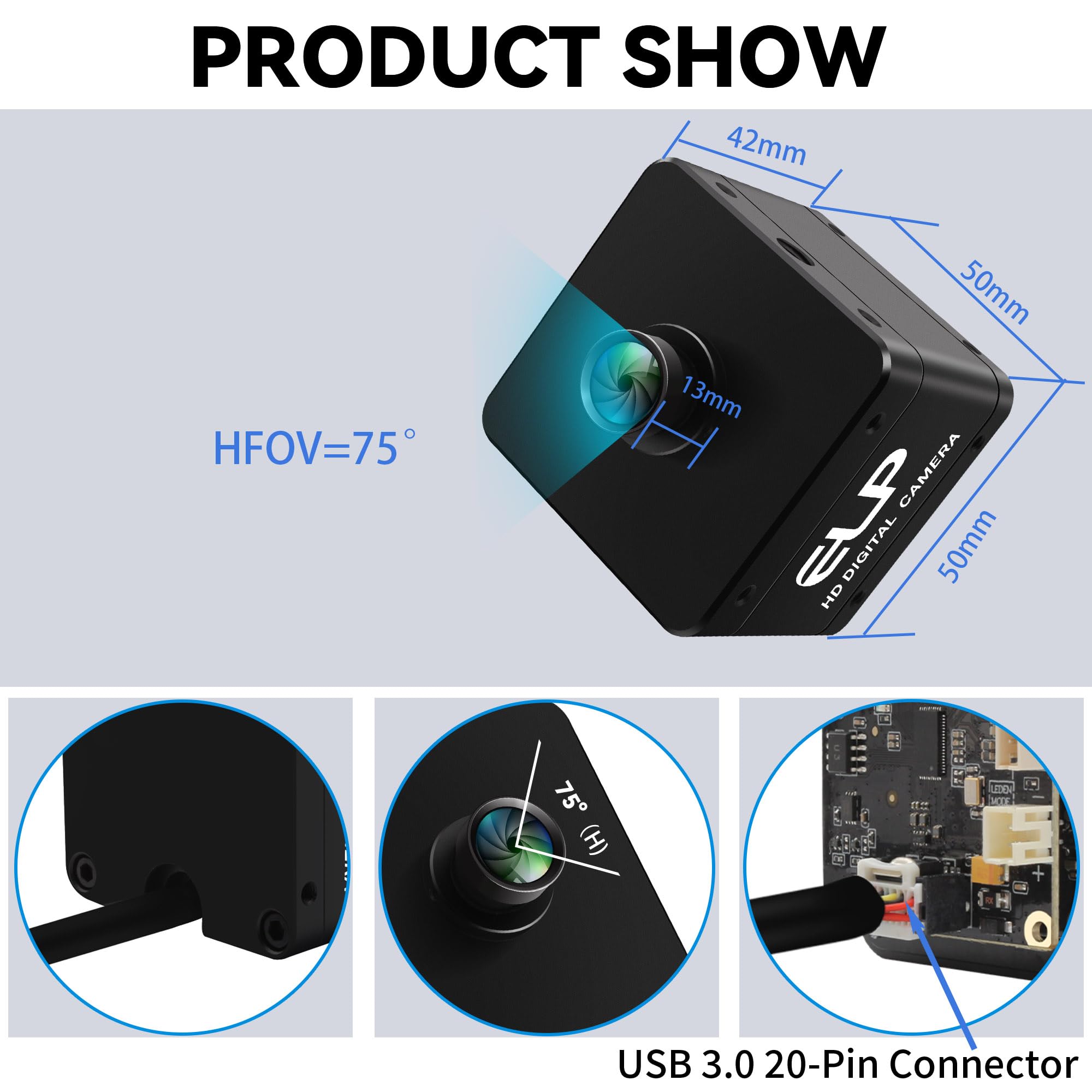 Amazon.co.jp: ELP 200fps グローバルシャッター USB3.0 カメラ、1920