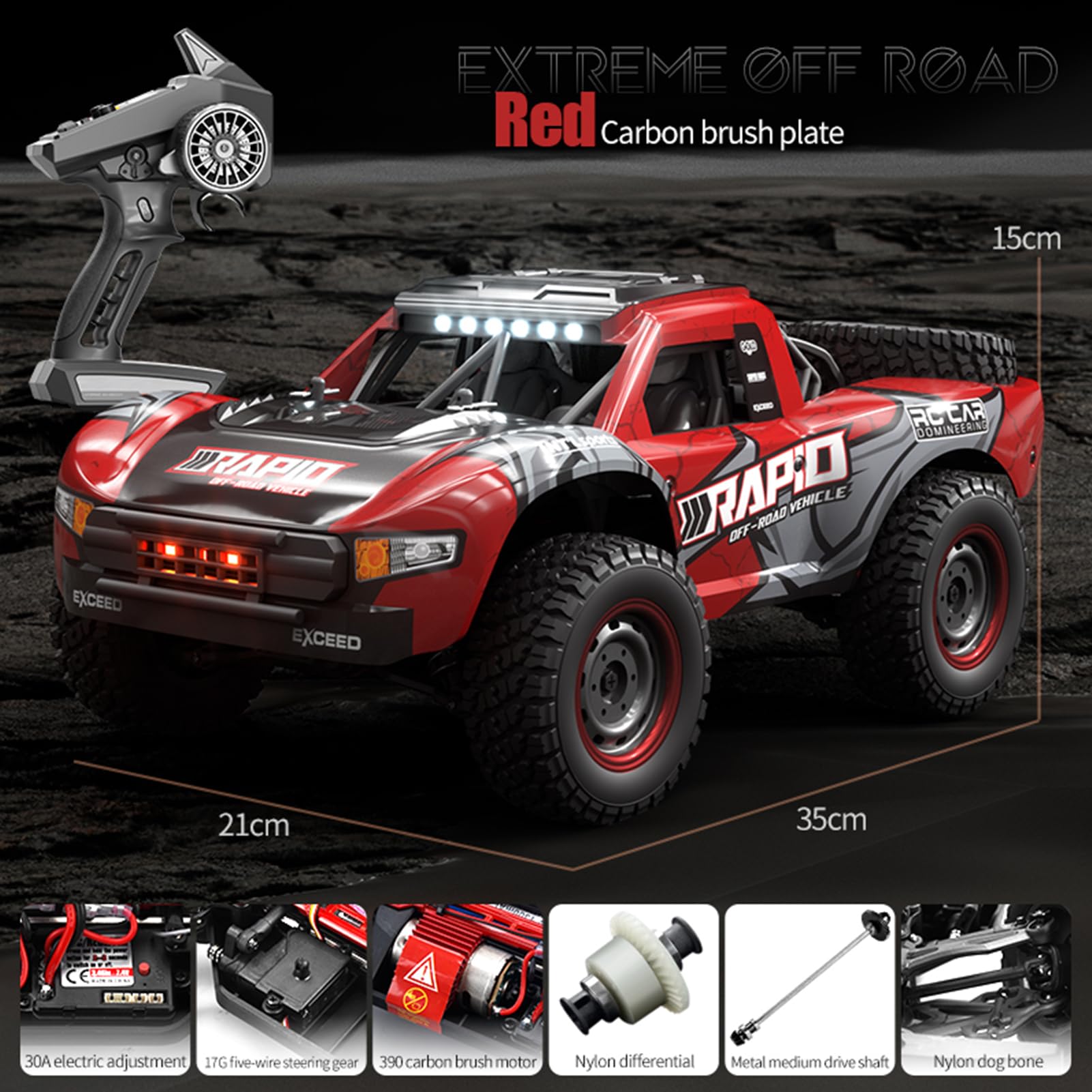 1:14 Brushless RC Auto 50 KMH Rimozione Alta Velocità Auto All Terrain RC Trophy Truck per Adulti Ragazzi 4WD Off-Road Auto telecomandata Buggy Big Short Course (RTR)