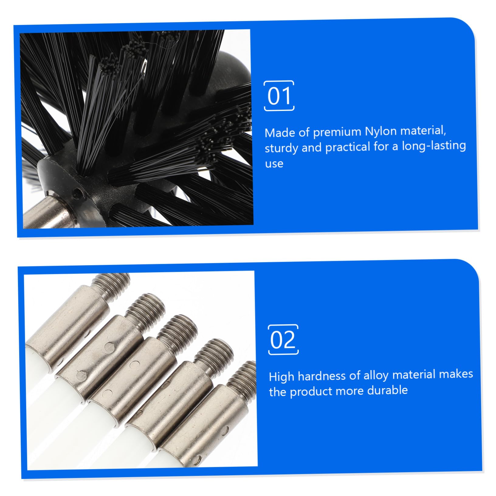 VALICLUD Spazzole Pulizia Canna Fumaria e Dryer Vent Kit Aste Resistenti con Punta Nylon per Tubi e Cucina Casa