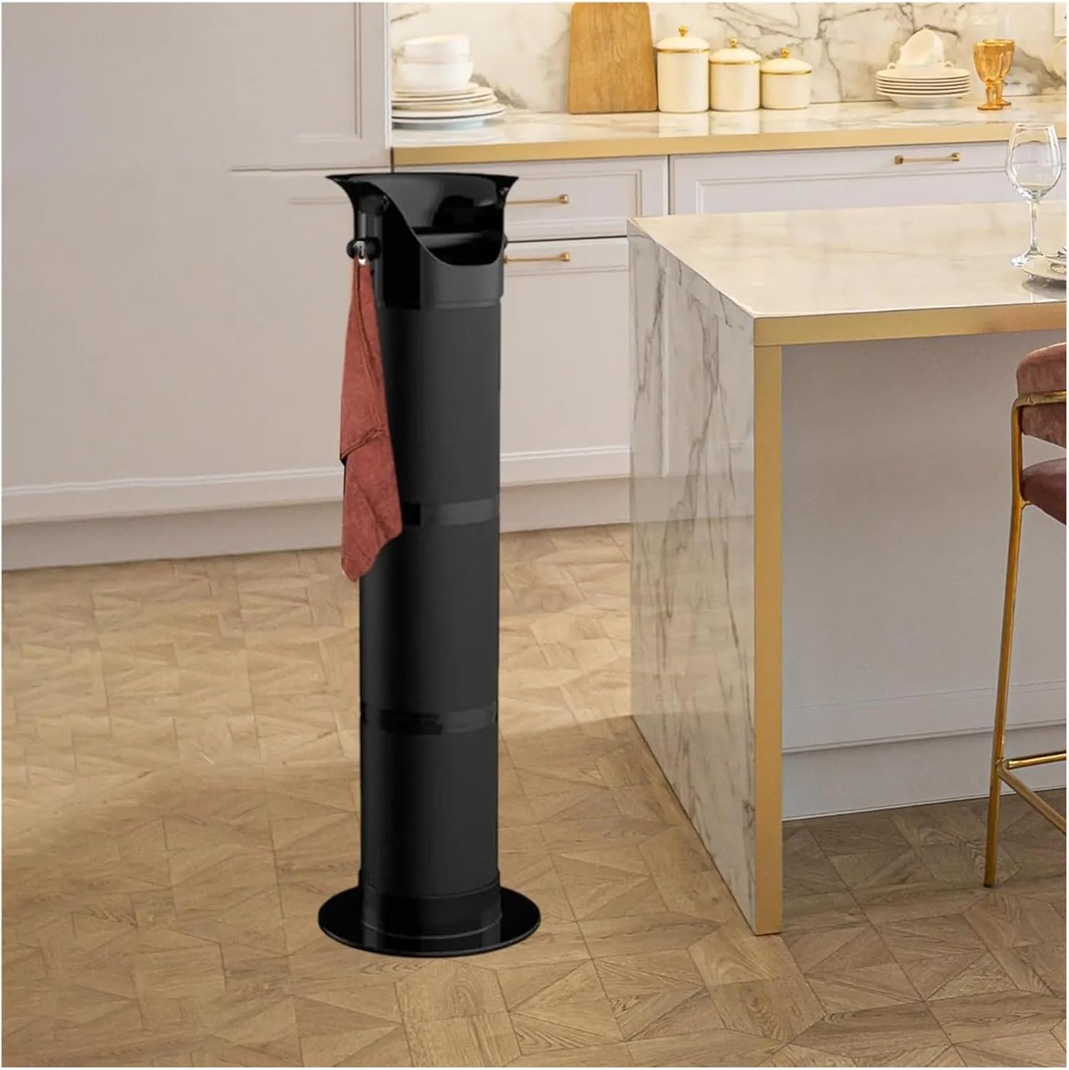 Coffee Grounds Box Drawer-type Knocking Box, Storage Bucket Knocking Box, Bar Grinding Container Tool(25x86cm Black)