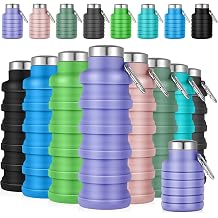 Lallisa 8 Pcs Collapsible Water Bottles Bulk Reusable Silicone Foldable Water Bottles 17 oz Portable Lightweight Sports Bottle with Carabiner for Gym Hiking Camping TravelFresh Colors