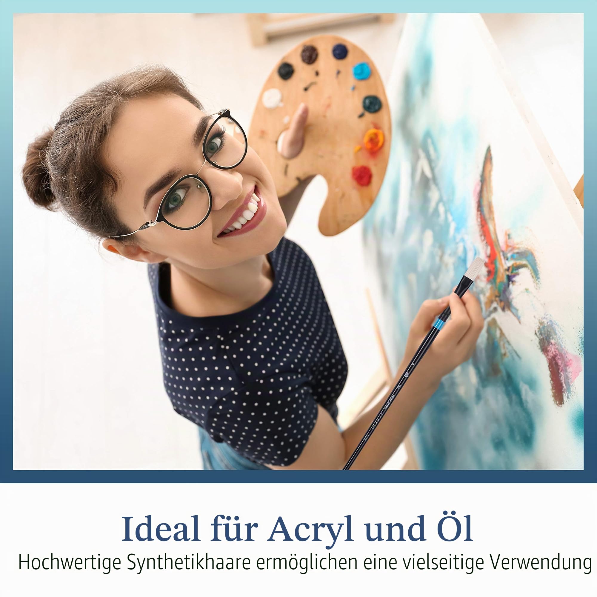 Princeton Aspen 6500 Serie Professionelle Pinsel für Acrylmalerei, Synthetisches Öl-, Gouache- und Acrylpinsel-Set, Filbert Striper, flach und rund, Set mit Kunstpinseln, 5 Stück