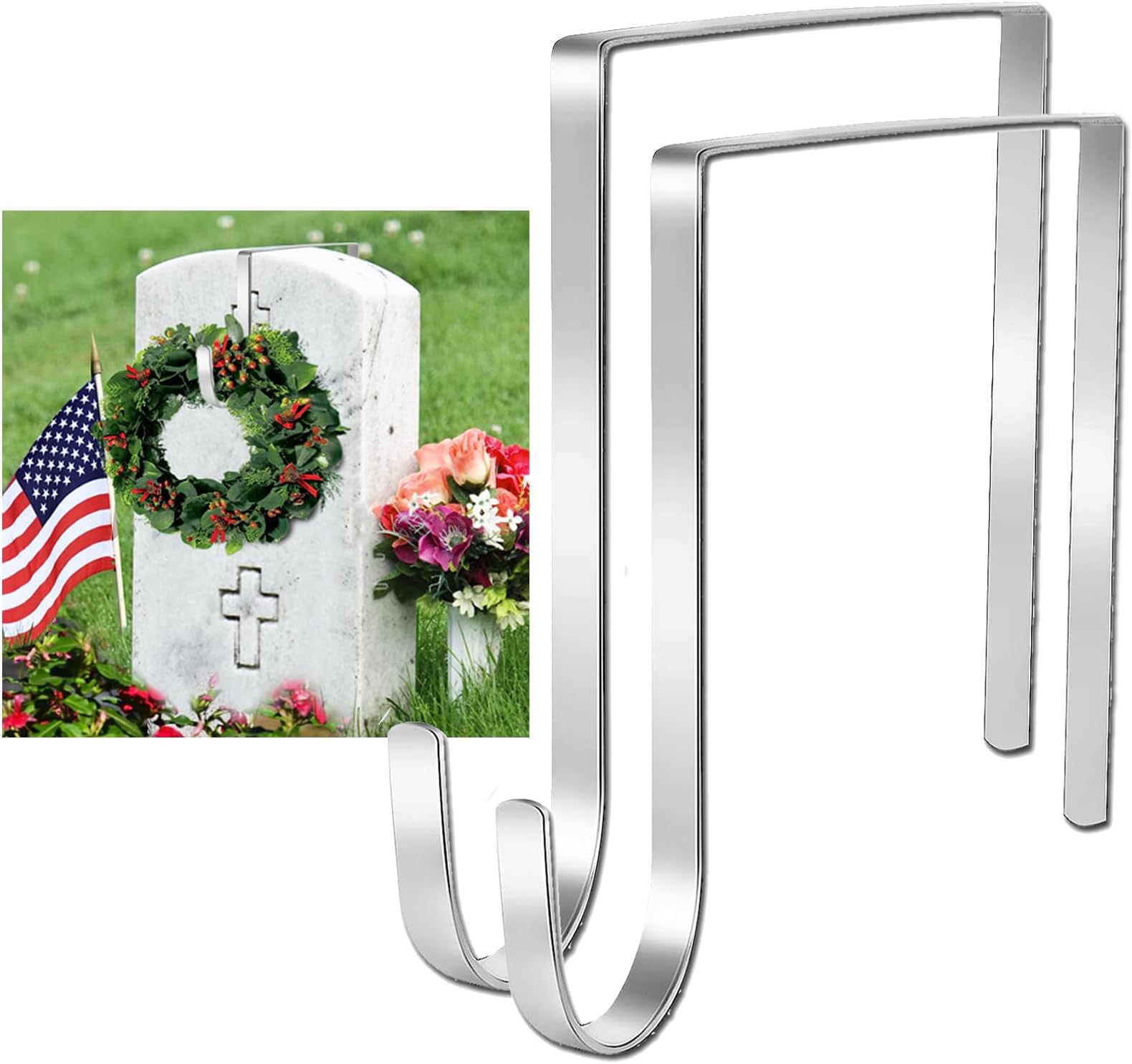LZEXIN 6.3" to 11.22" Metal Christmas Headstone Wreath
