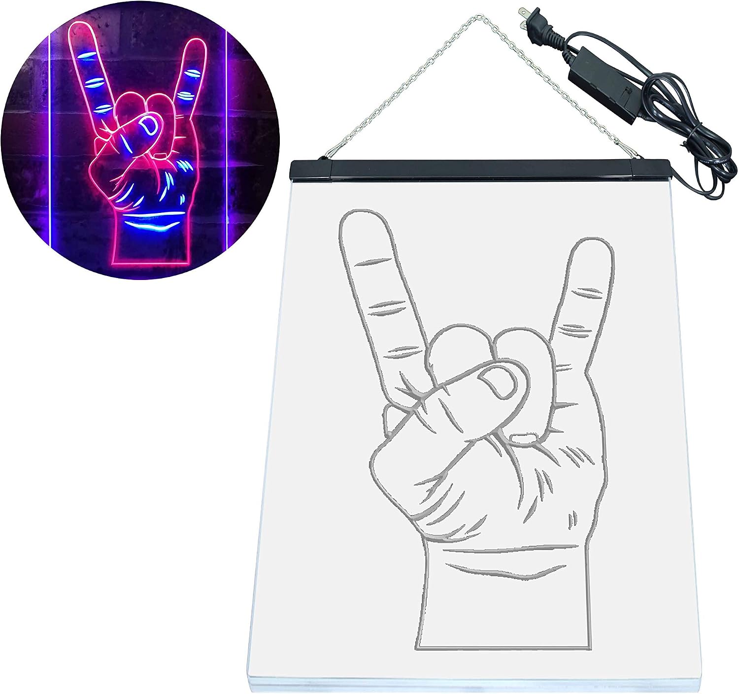 ADVPRO Rock n Roll Hand Heavy Metal Horn Band Dual Color LED Neon Sign Red & Blue 12" x 16" st6s34-i2948-rb