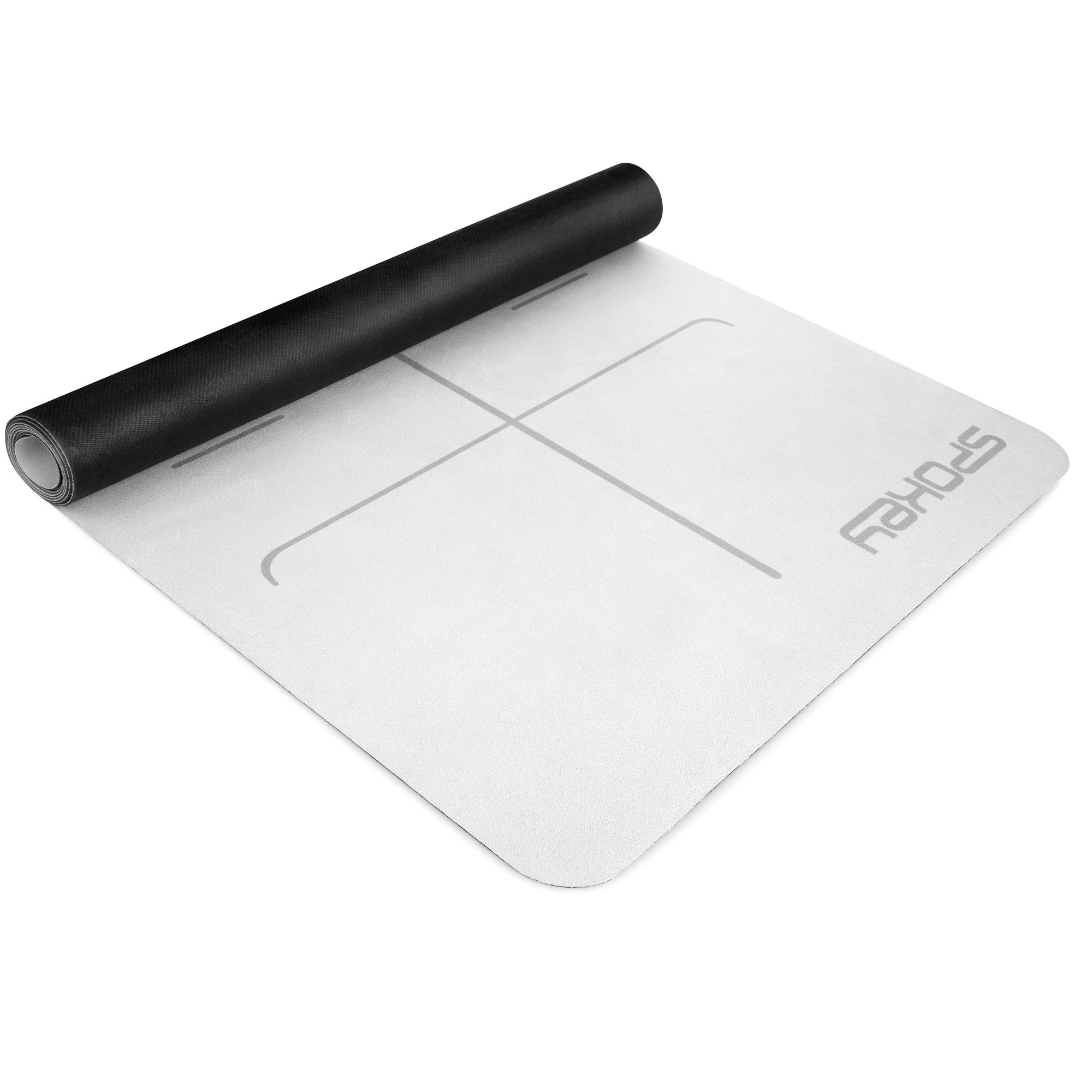 Spokey Tappetino da yoga, 183 x 61 x 1,5 mm, con linee guida, strato superiore effetto pelle scamosciata, strato inferiore in gomma, antiscivolo, stabile e sicuro, per yoga, pilates, fitness e