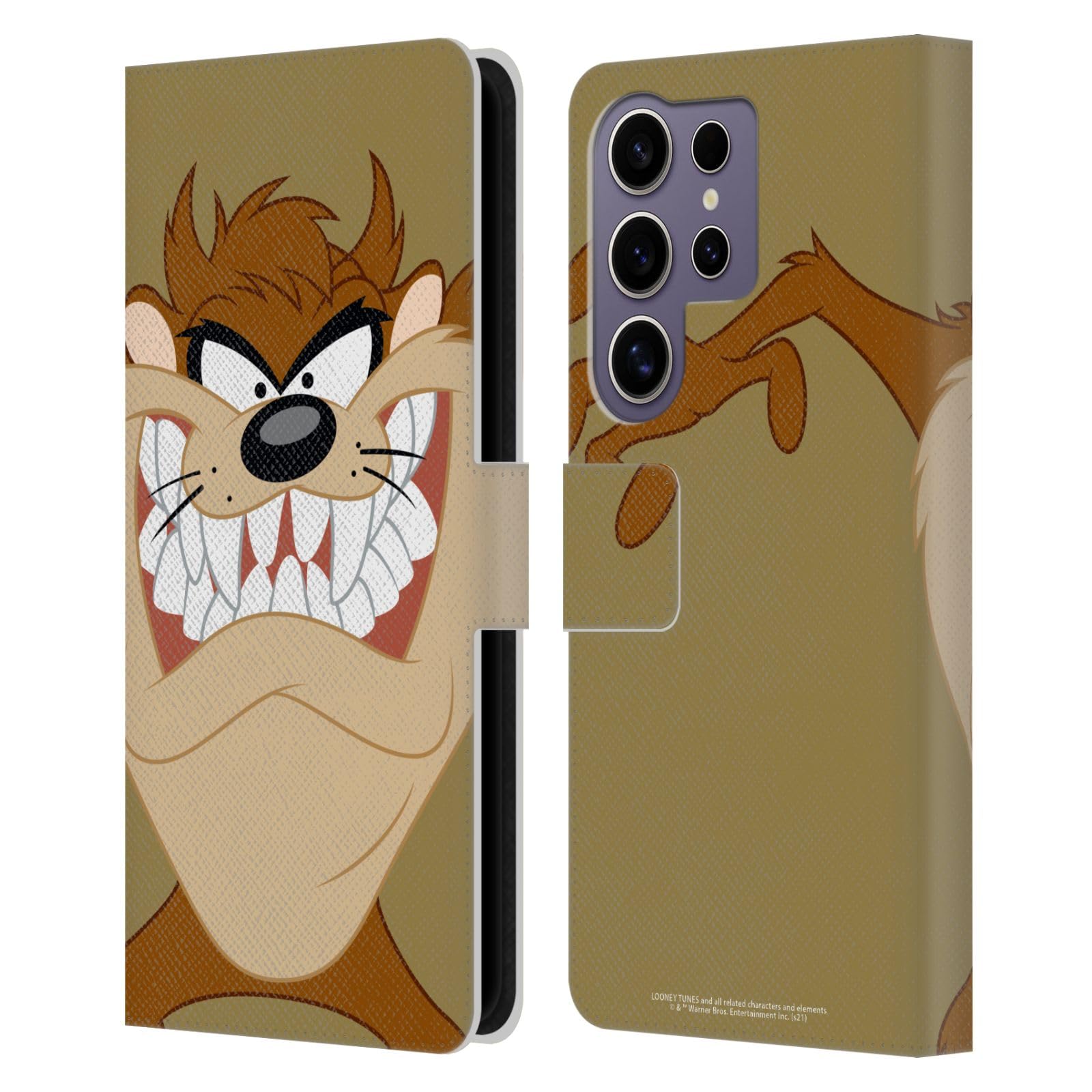 Head Case Designs Officially Licensed Looney Tunes Tasmanian Devil Characters Leather Wallet Case Compatible with Samsung Galaxy S25 Ultra