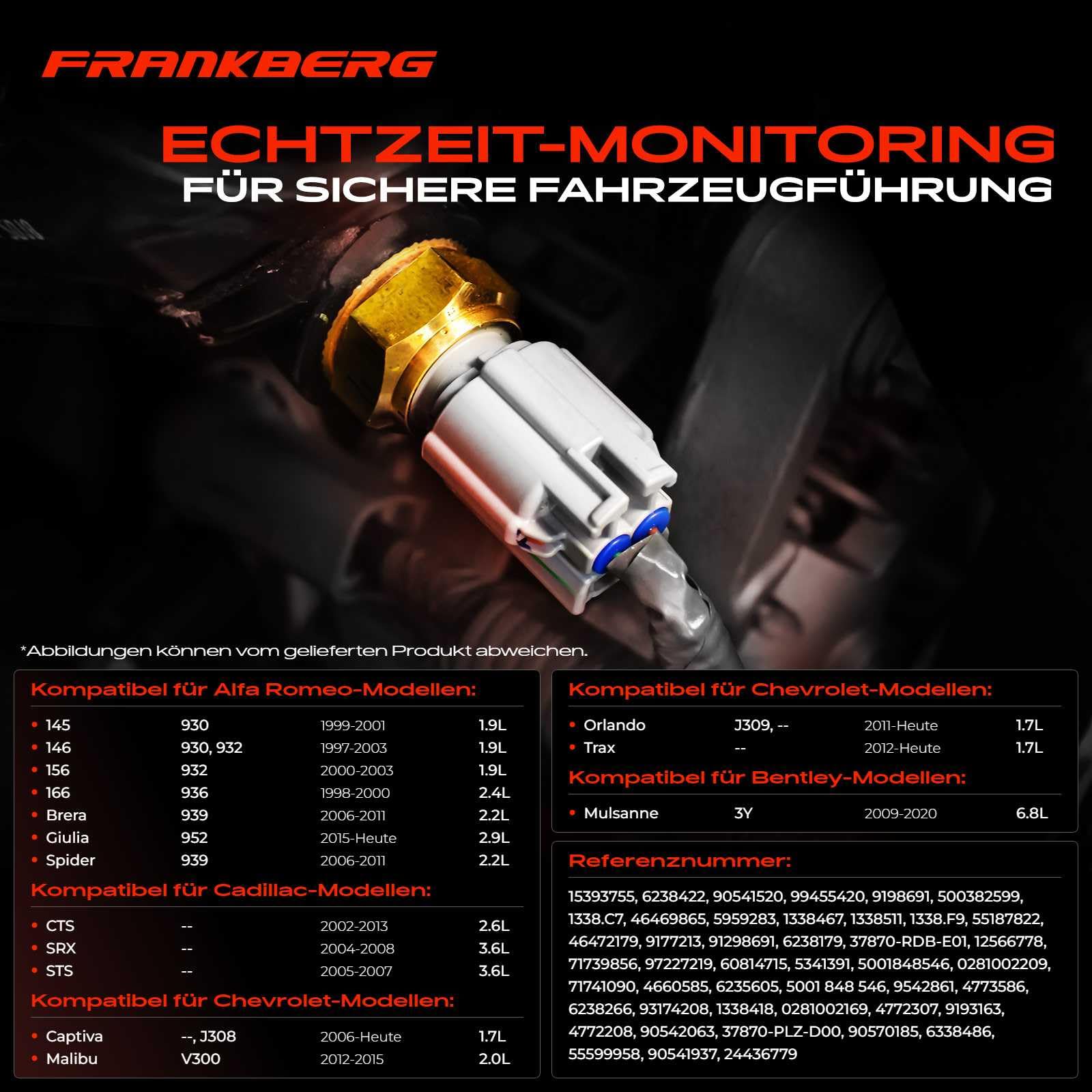 Frankberg Czujnik temperatury płynu chłodzącego do Agila (A) Astra G Astra H Astra J Combo Corsa B Corsa C C, D Frontera B Meriva Omega B Sintra Signum 1998-46472179