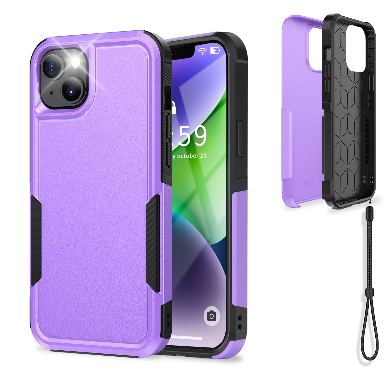 UNITEDTIMECompatible with iPhone 14 Plus Case Drop Protection Rugged Shockproof/Dust Proof Military Protective Tough Phone Cover for Apple iPhone 14 Plus (Purple)