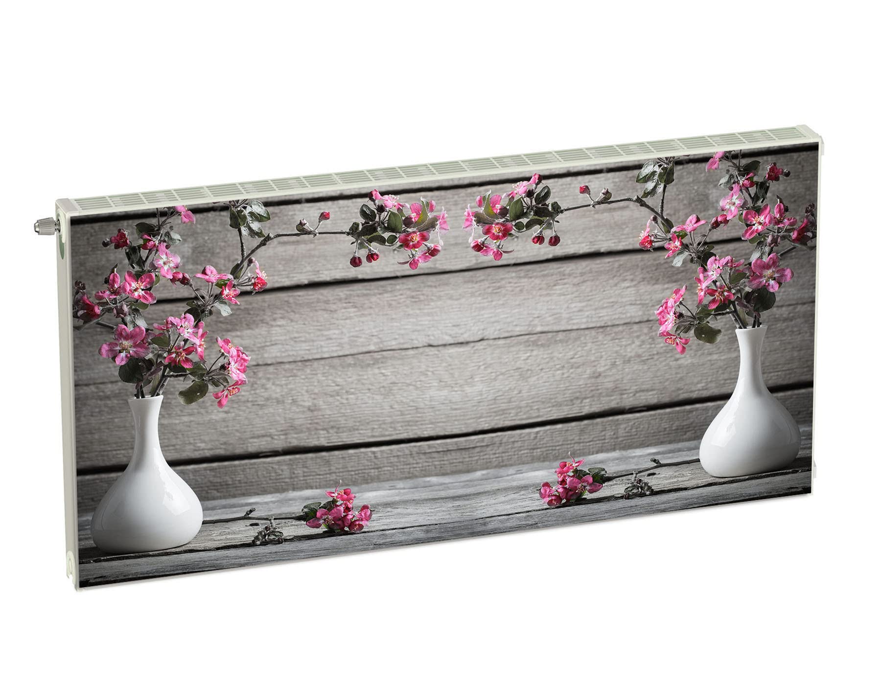 Magnet Heizkörperverkleidung Heizkörperabdeckung Grau Blumen Holz 120x60 cm Heizung Abdeckung Verkleidung Magnetische Abdeckmatte Kühlschrank aus Einem Flexiblen Magneten Digitaler Aufdruck