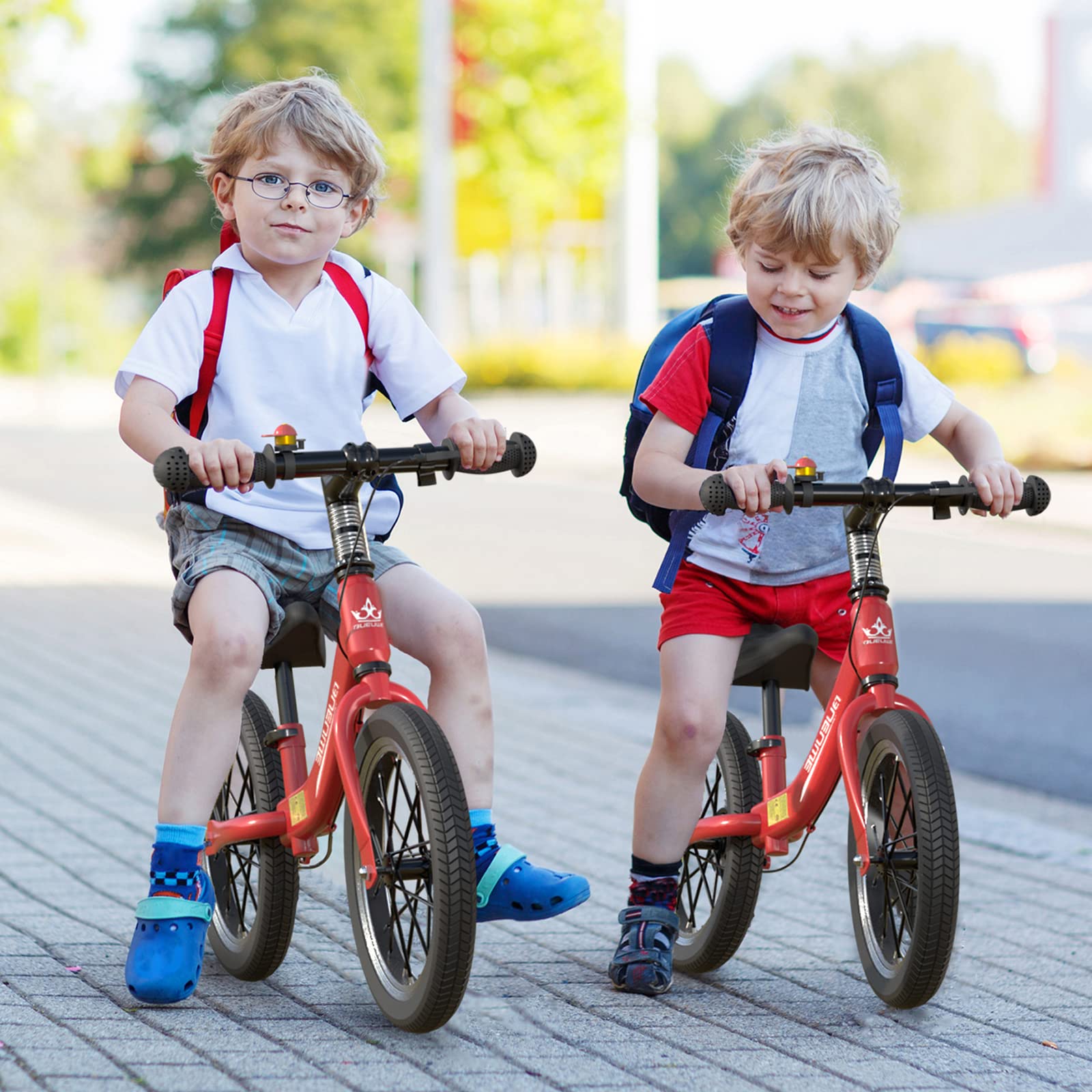 Laufrad 16 Zoll ab 5-8 Jahre für Große Kinder, Kinderlaufrad mit Bremse, Sattel Höhenverstellbar und Luftreifen, Karbonstahlrahmen mit Ständer, Kinderrad für Jungen und Mädchen