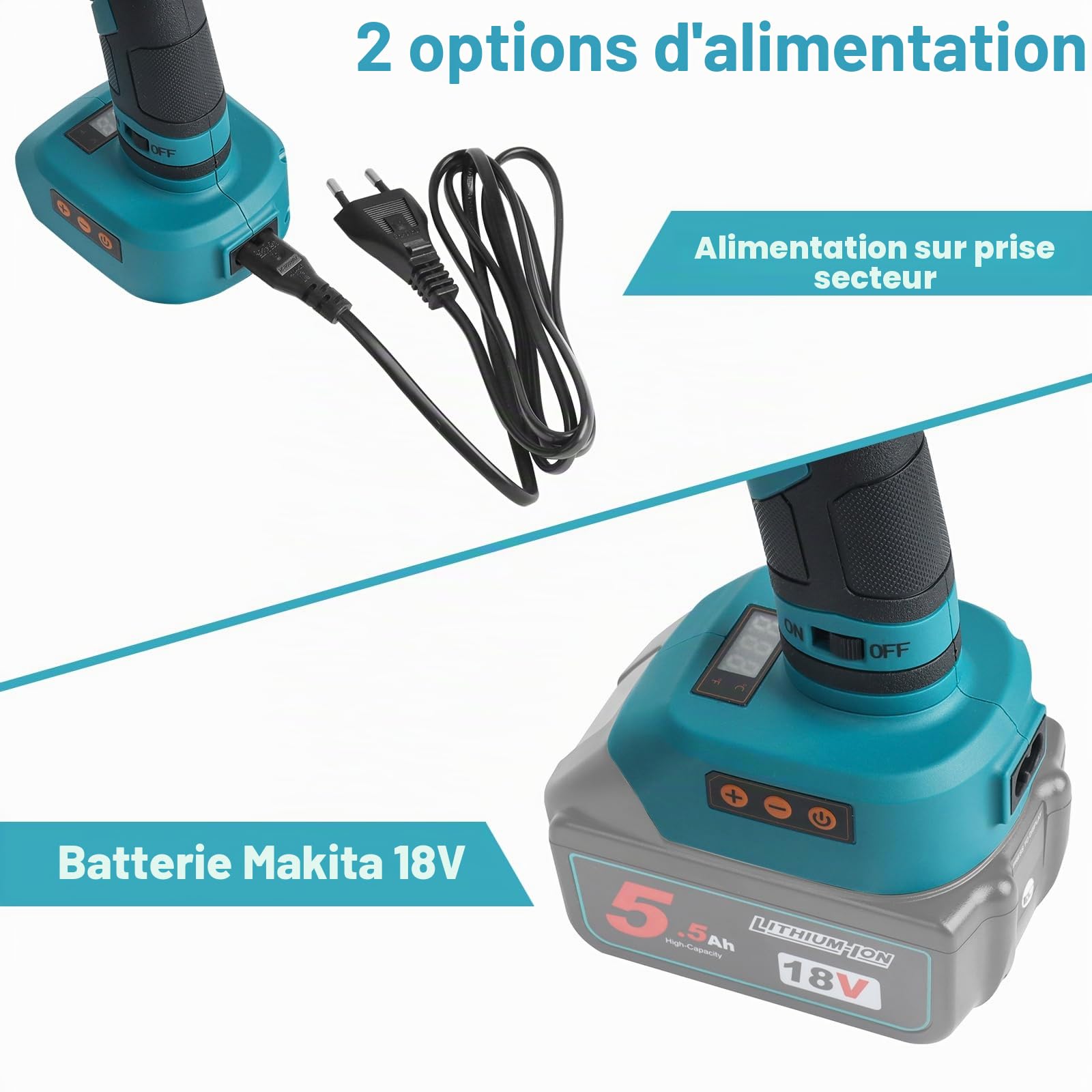 Waitley Pistolet à colle chaude sans fil 18 V pour bâtons de 11 mm | Double alimentation par batterie Li Ion 18 V ou secteur chauffe rapide pour bricolage réparations et décoration