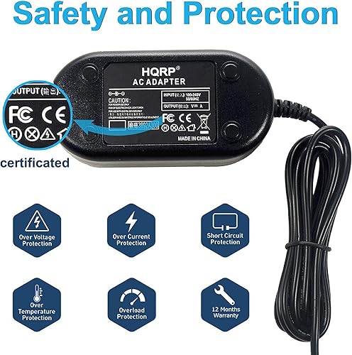 Miniatura 5 de HQRP Adaptador de CA de repuesto compatible con Canon VIXIA HF M30, HF M300, HF M31, HF21 videocámara con cable de EE. UU. y adaptador de enchufe