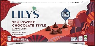 LILY'S Semi Sweet Chocolate Style No Sugar Added, Baking Chips Bags, 9 oz (3 Count)