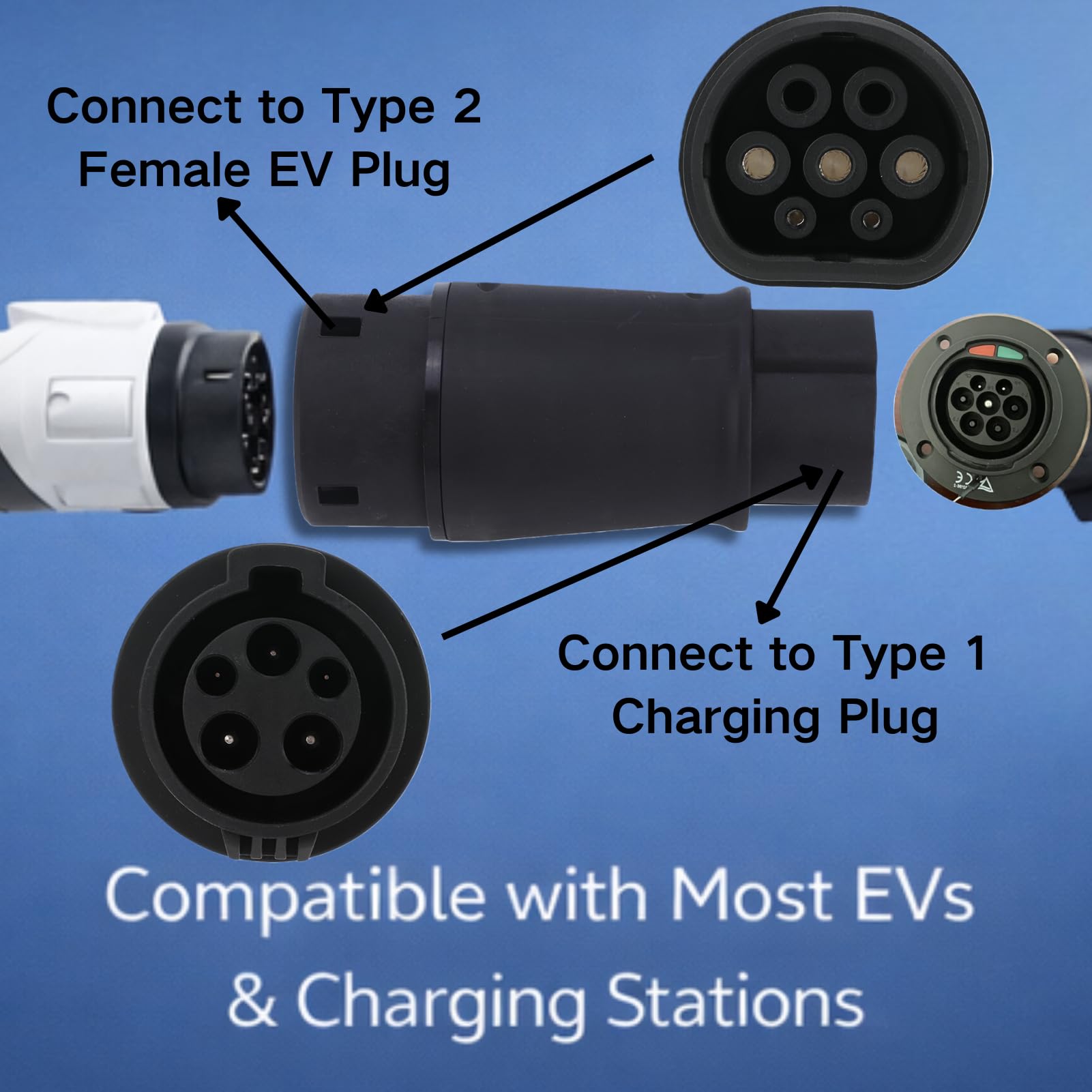 Amazon.com: EV Charging Adapter, Type 1 to Type 2 EV Connector