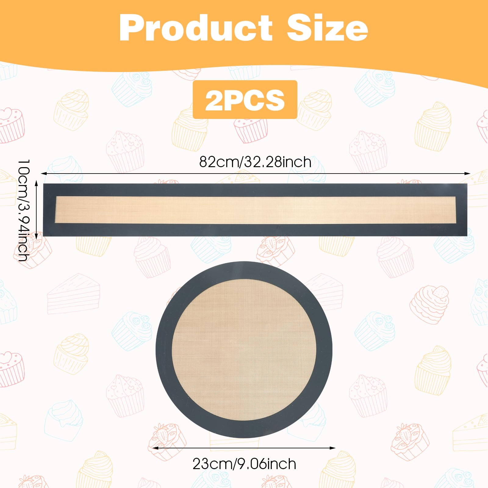YBEATY 2 PCS Springform Silicone Baking Mat Set 9 Inch Springform Pan Non-Stick Reusable Cookie Sheet Liners Prevent Cake Sticking Side Easy Clean Protector for Making Cheesecake Macaroon Pizza