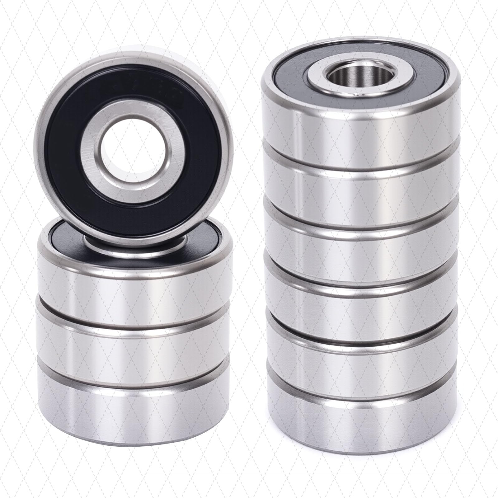 10 Pack 686-2RS Miniature Deep Groove Ball Bearings – 6x13x5mm Sealed Chrome Steel – ABEC1 For Compact Applications