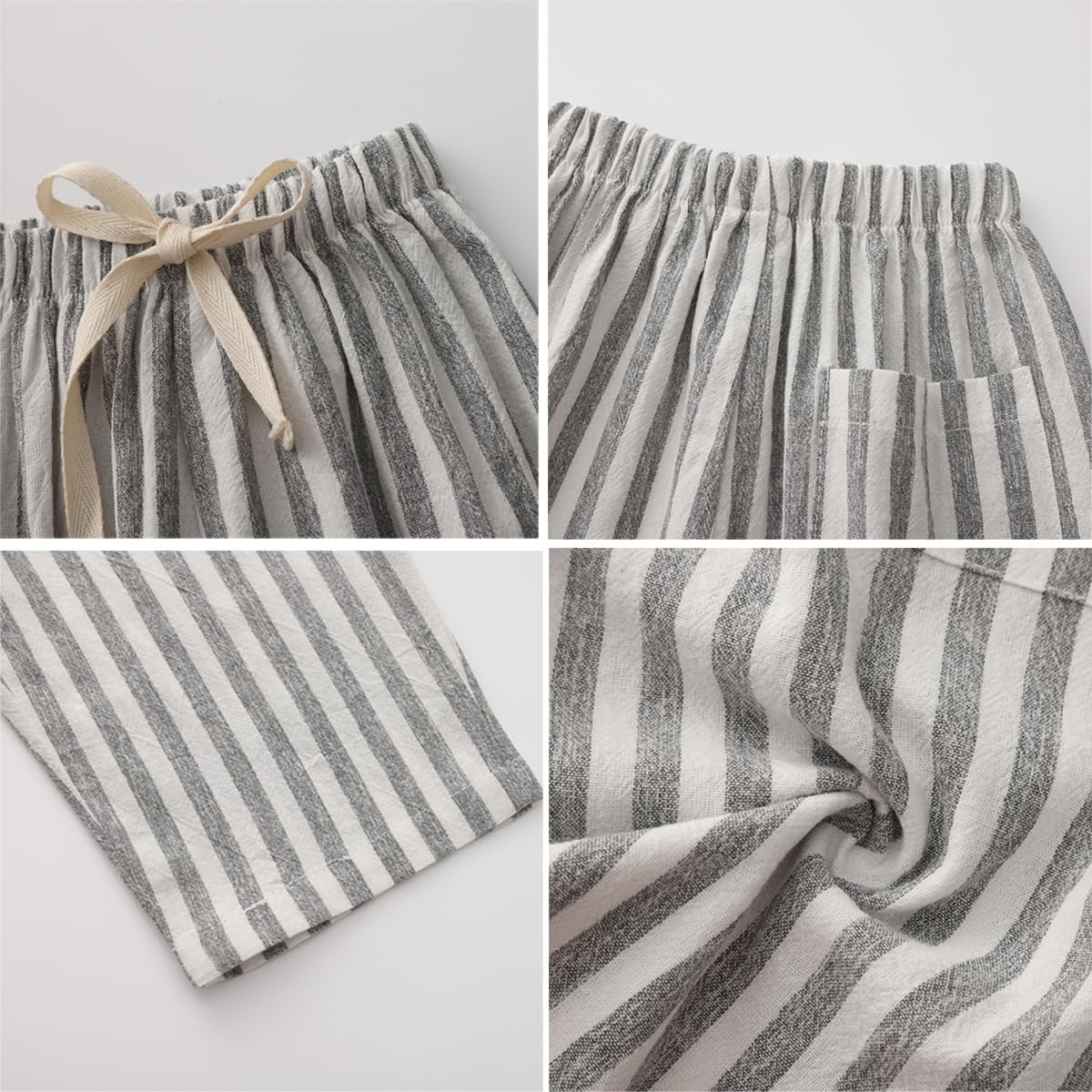 Ashmyova Classic Casual Pants for Boys Thin Cotton Stripe Elastics Waist Spring Summer Trousers Toddler Long Pants 2Pcs - Image 8