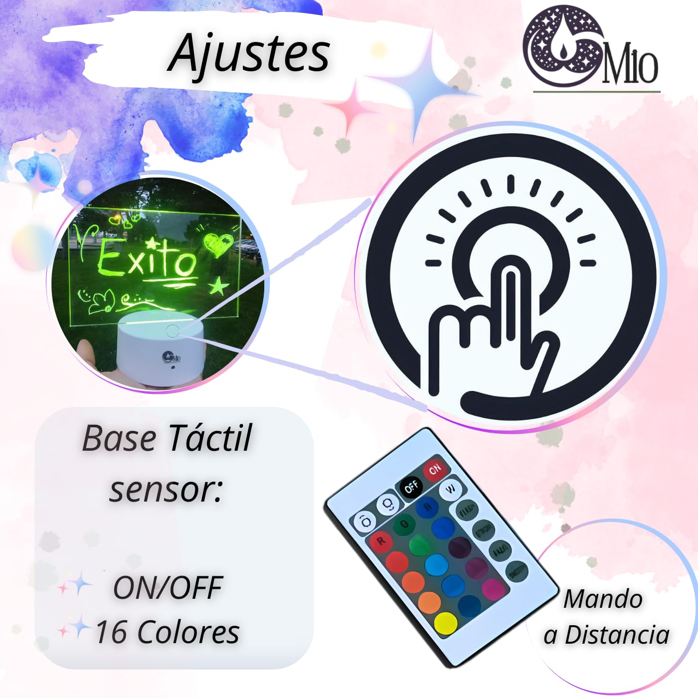 Pizarra LED Luz de Notas Inalámbrico - Tablero Acrílico Portátil Luminoso 16 Tonos de Luz - Decoración