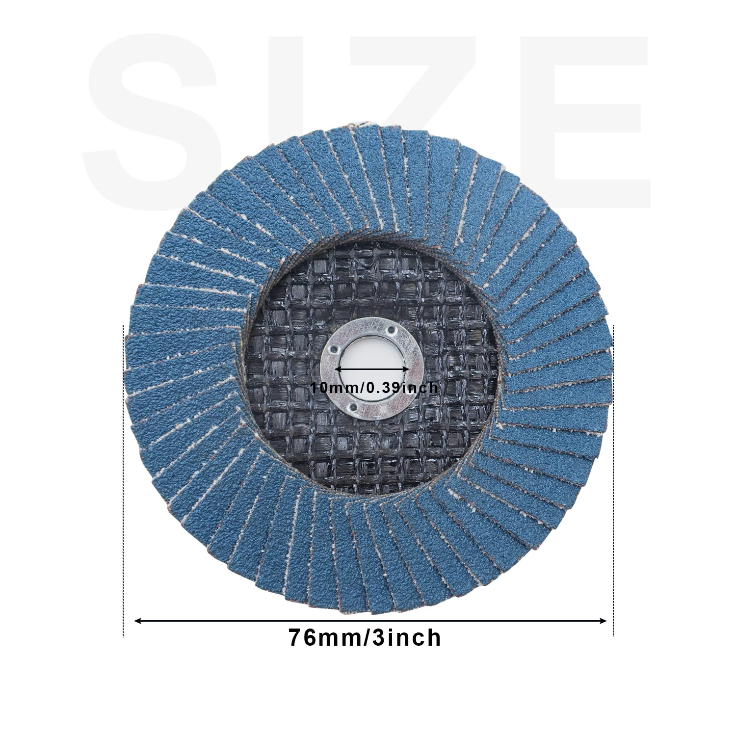 Set di dischi lamellari, 6 pezzi da 75mm, grana 60/80/120, per acciaio inox e legno, per Smerigliatrice angolare a batteria