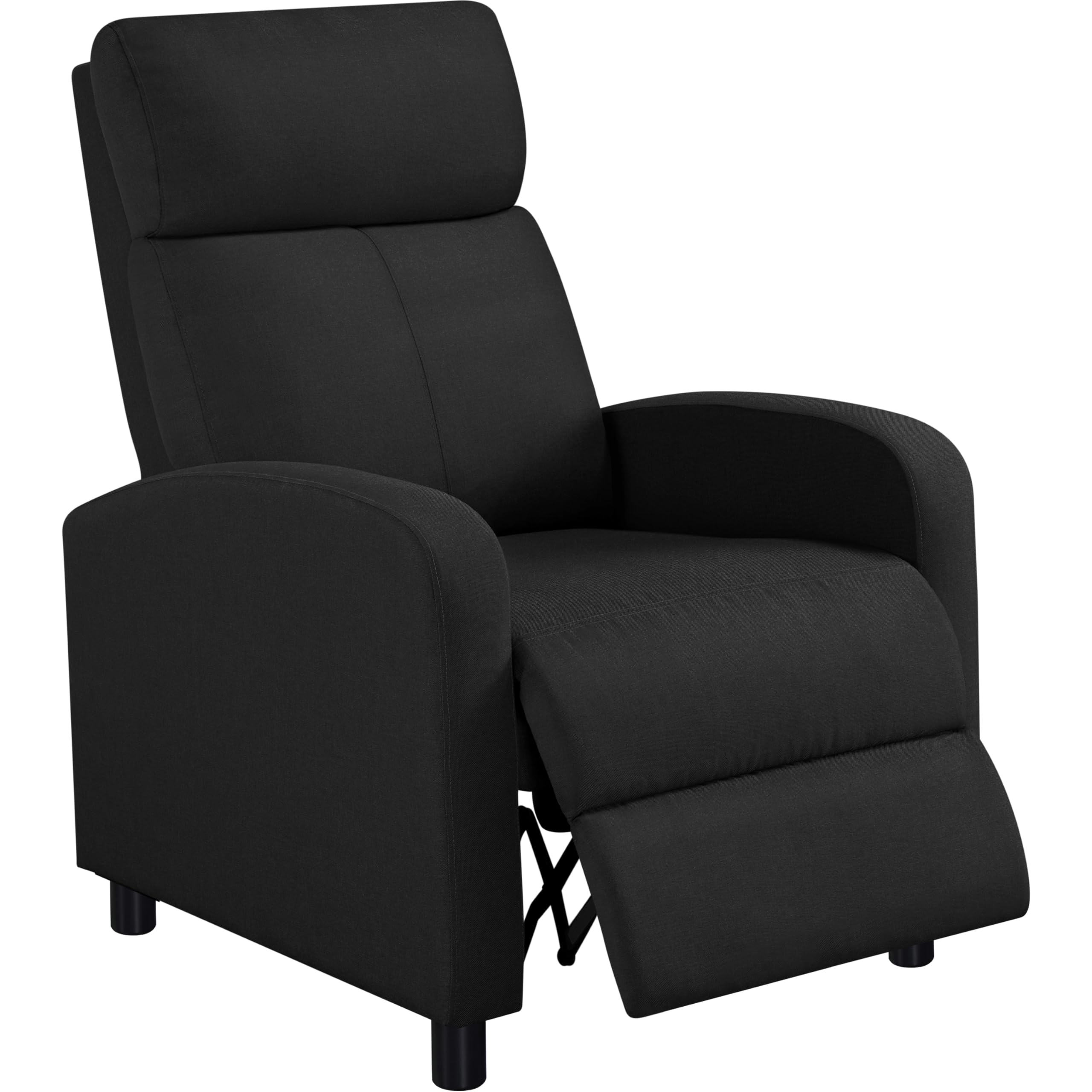 Poltrona Reclinabile Manuale Poltrona Lounge Imbottita Poltrocina con Poggiapiedi Poltrona Alzapersona Relax da Divano Soggiorno Camera da Letto Tela/Nero